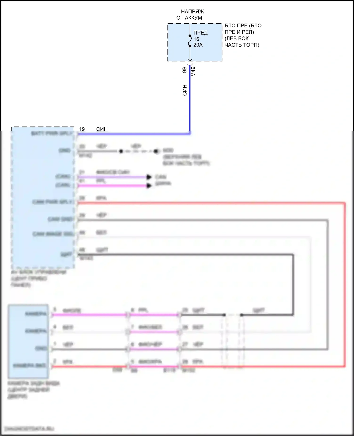 Rogue Sport Nissan I рестайлинг (2019-2024): Электросхема камеры заднего вида 