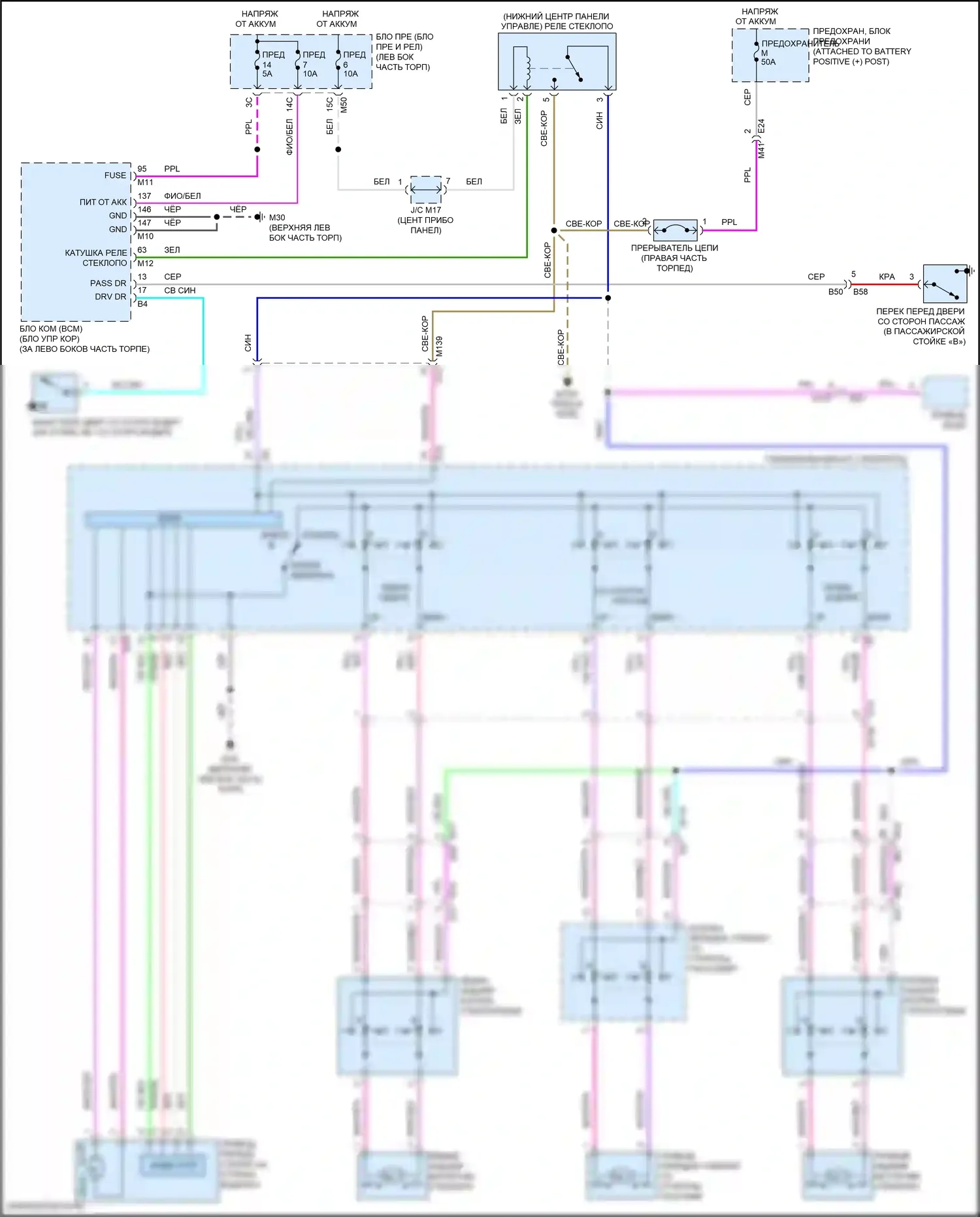 Rogue Sport Nissan I рестайлинг (2019-2024): Стеклоподъемники электросхема 
