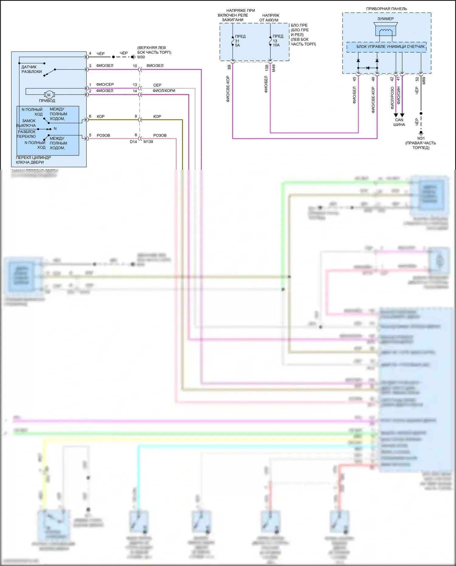 Rogue Sport Nissan I рестайлинг (2019-2024): Электросхема центрального замка, без интеллектуального ключевого блока (2 из 2) 
