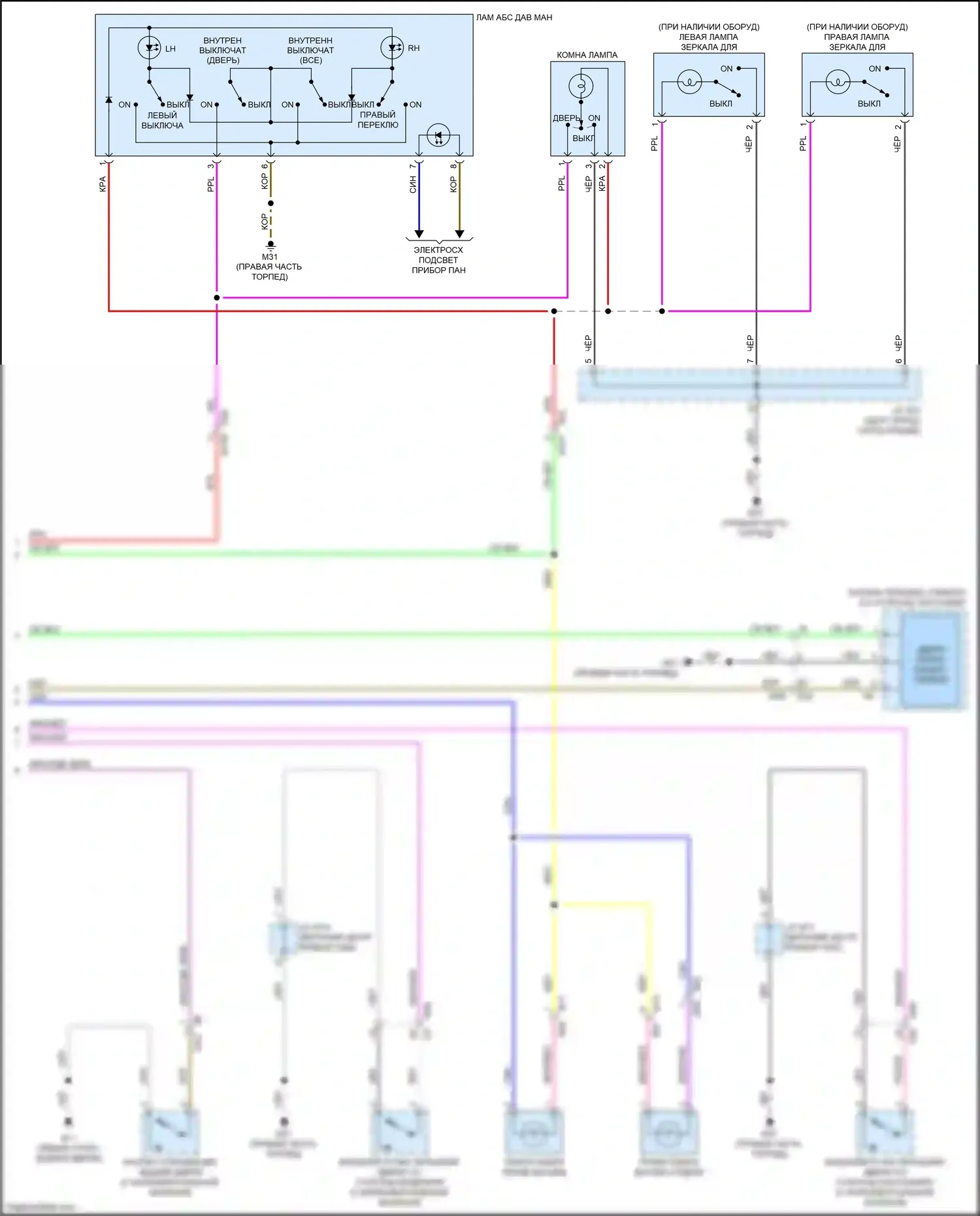 Rogue Sport Nissan I (2017-2019): Электросхема освещения салона (2 из 2) 