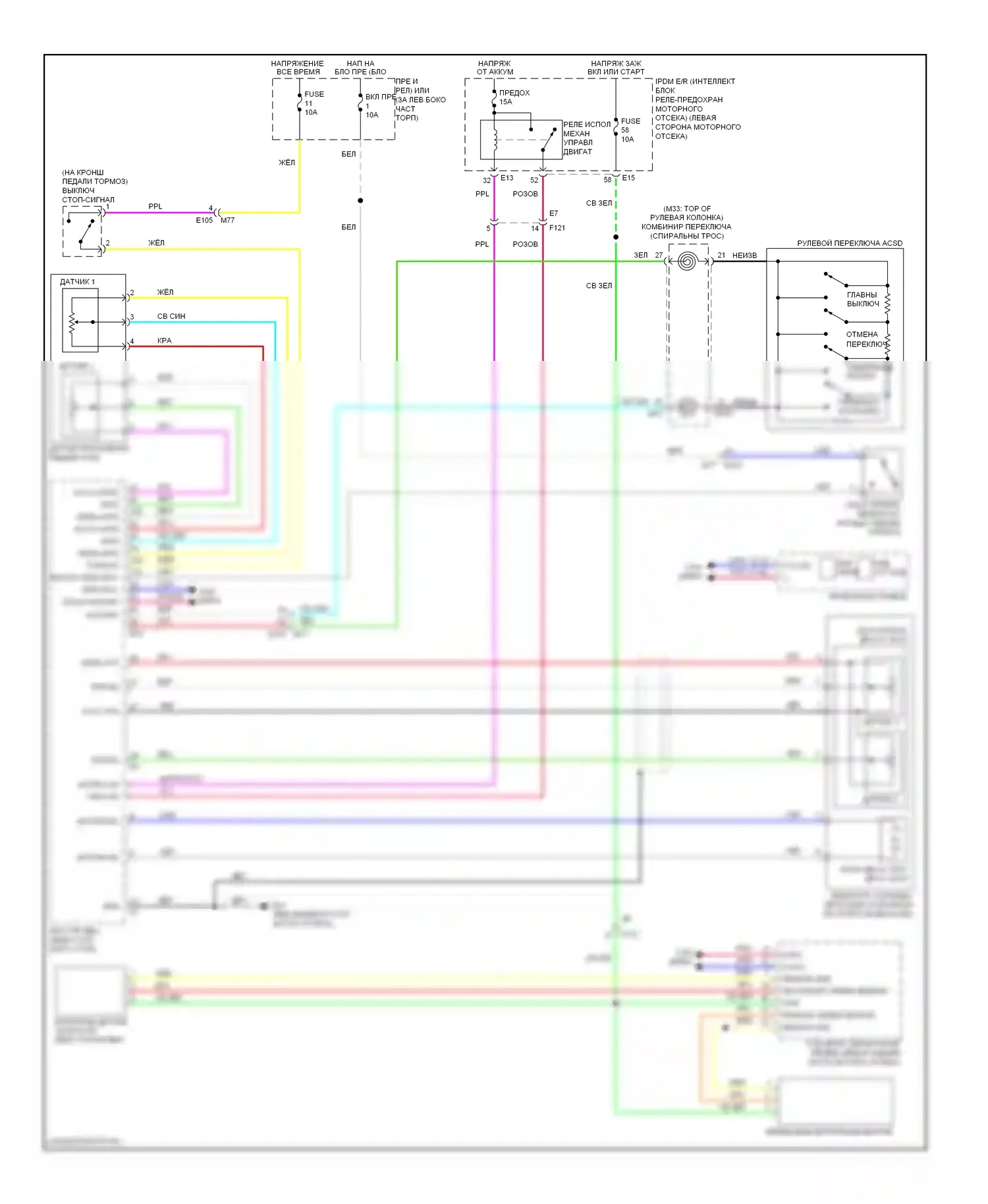 Rogue Nissan I рестайлинг (2010-2013): Электросхема круиз-контроля 