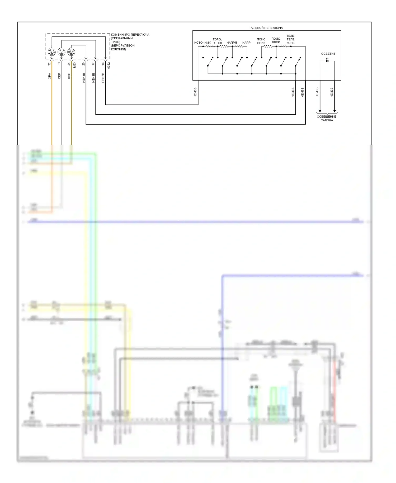 Rogue Nissan I рестайлинг (2010-2013): Магнитола электросхема, базовая с навигацией (2 из 3) 
