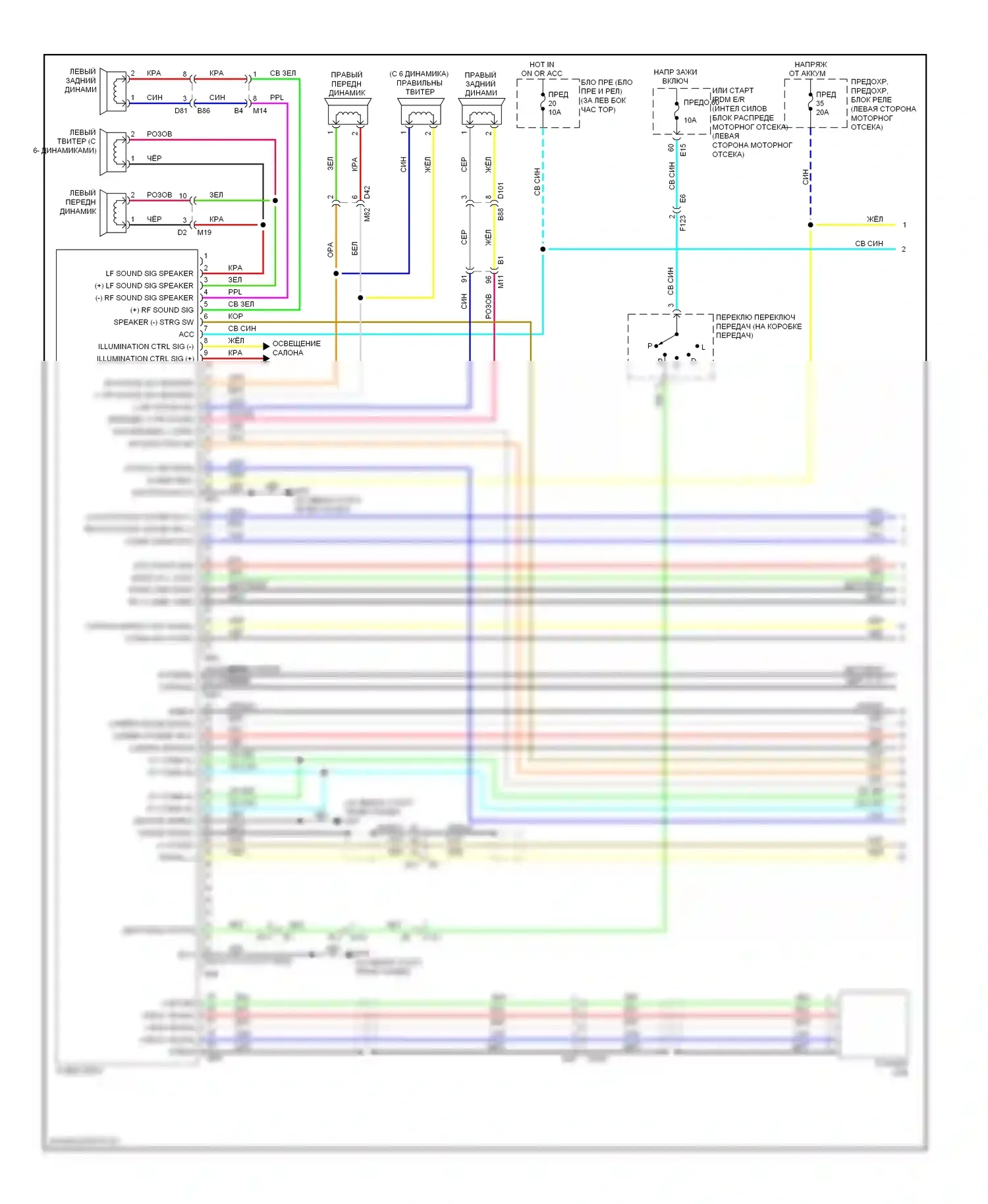 Rogue Nissan I рестайлинг (2010-2013): Магнитола электросхема, базовая со спутниковой магнитолы (1 из 3) 