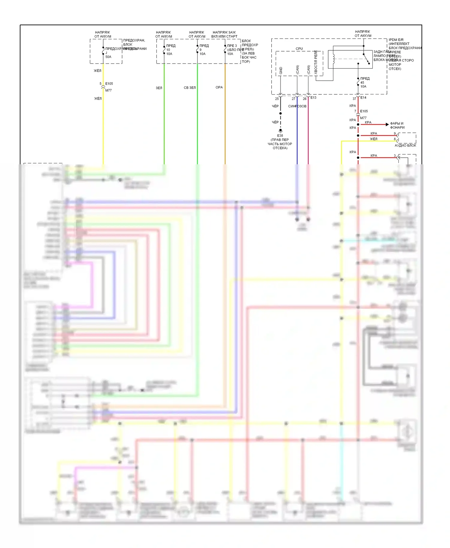 Rogue Nissan I рестайлинг (2010-2013): Электросхема подсветки приборной панели 