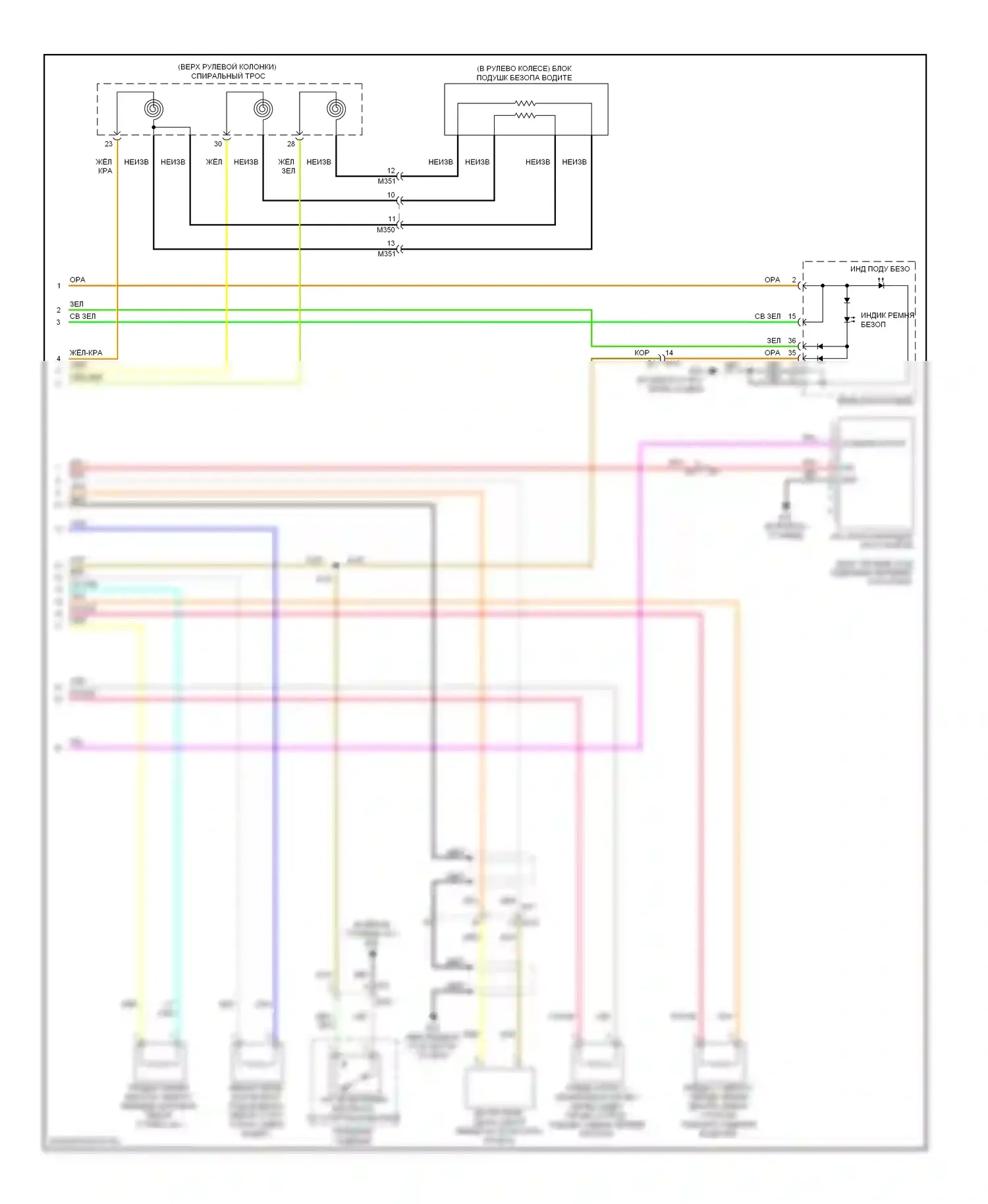Rogue Nissan I рестайлинг (2010-2013): Электросхема подушек безопасности (2 из 2) 