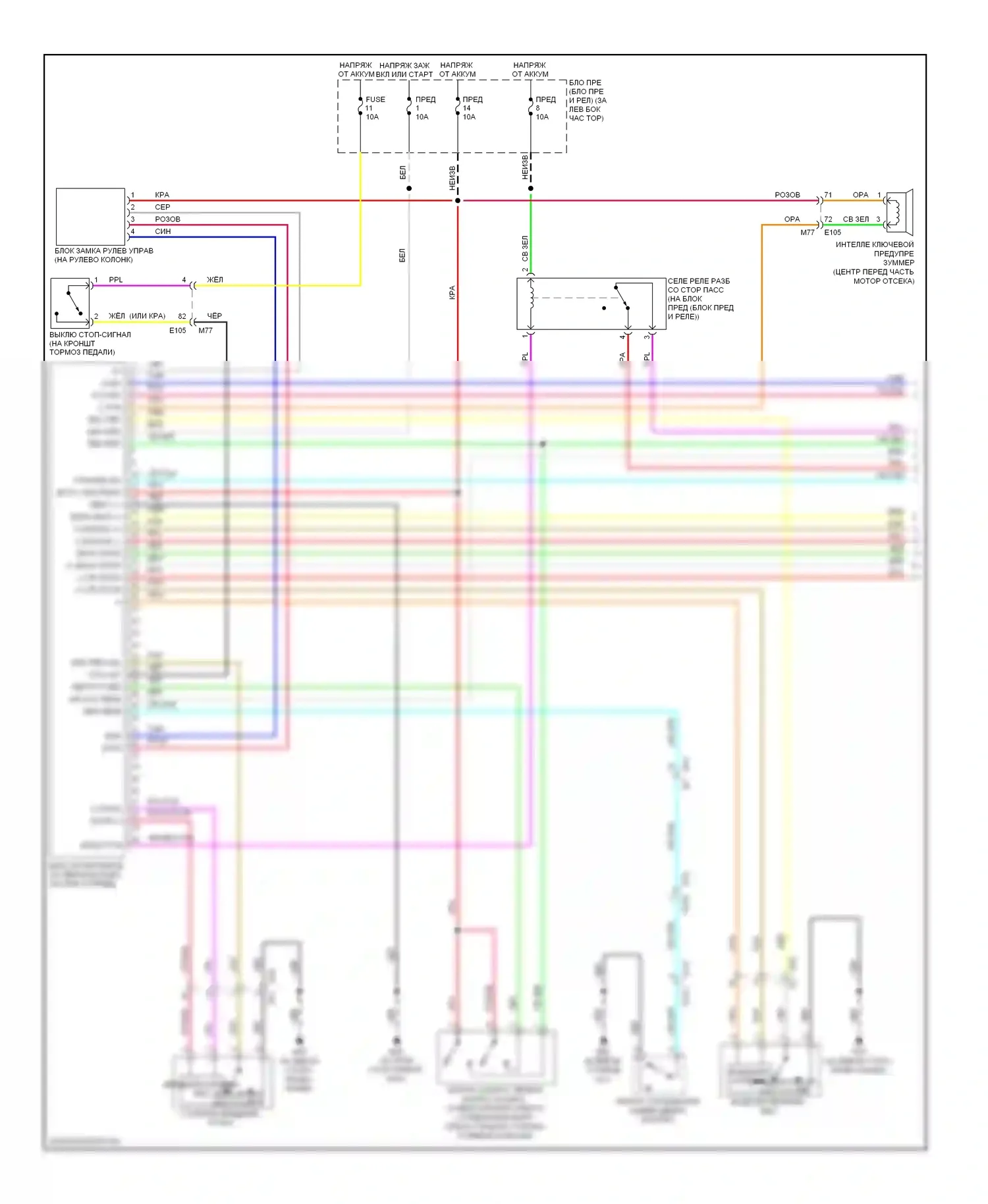 Rogue Nissan I рестайлинг (2010-2013): Электросхема центрального замка с интеллектуальным ключом (1 из 3) 