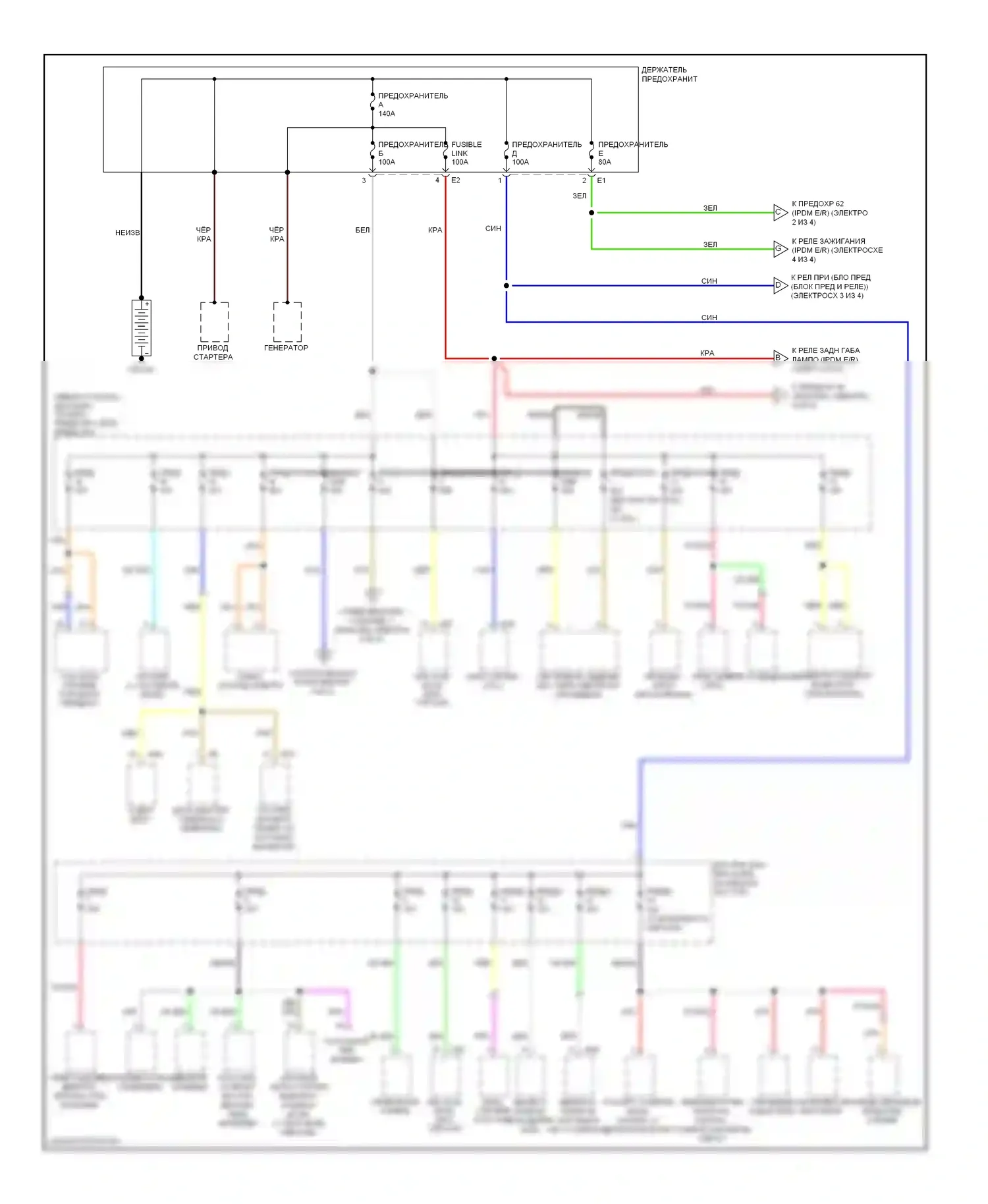 Rogue Nissan I (2007-2010): Электросхема блока предохранителей реле (1 из 4) 