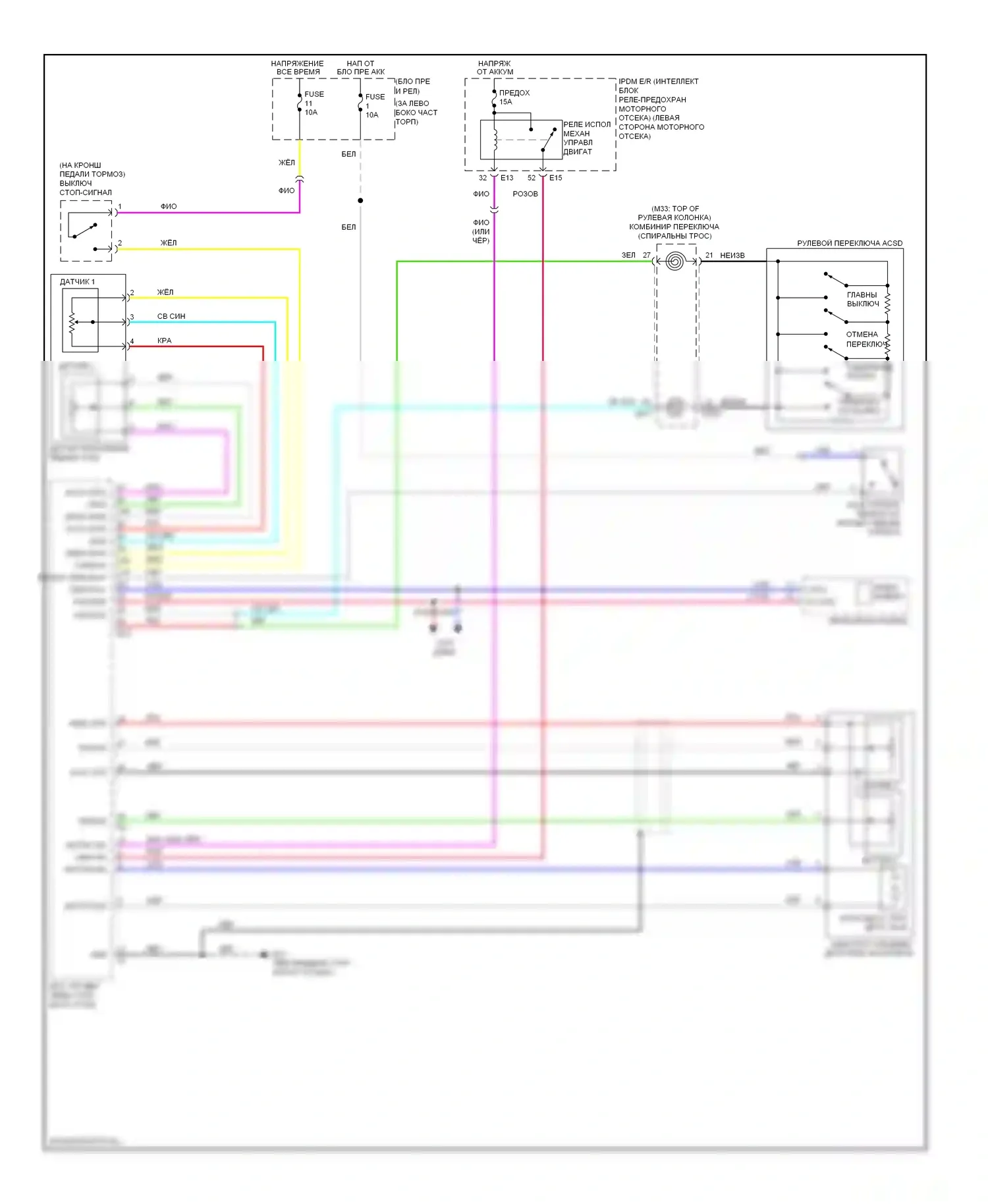 Rogue Nissan I (2007-2010): Электросхема круиз-контроля 