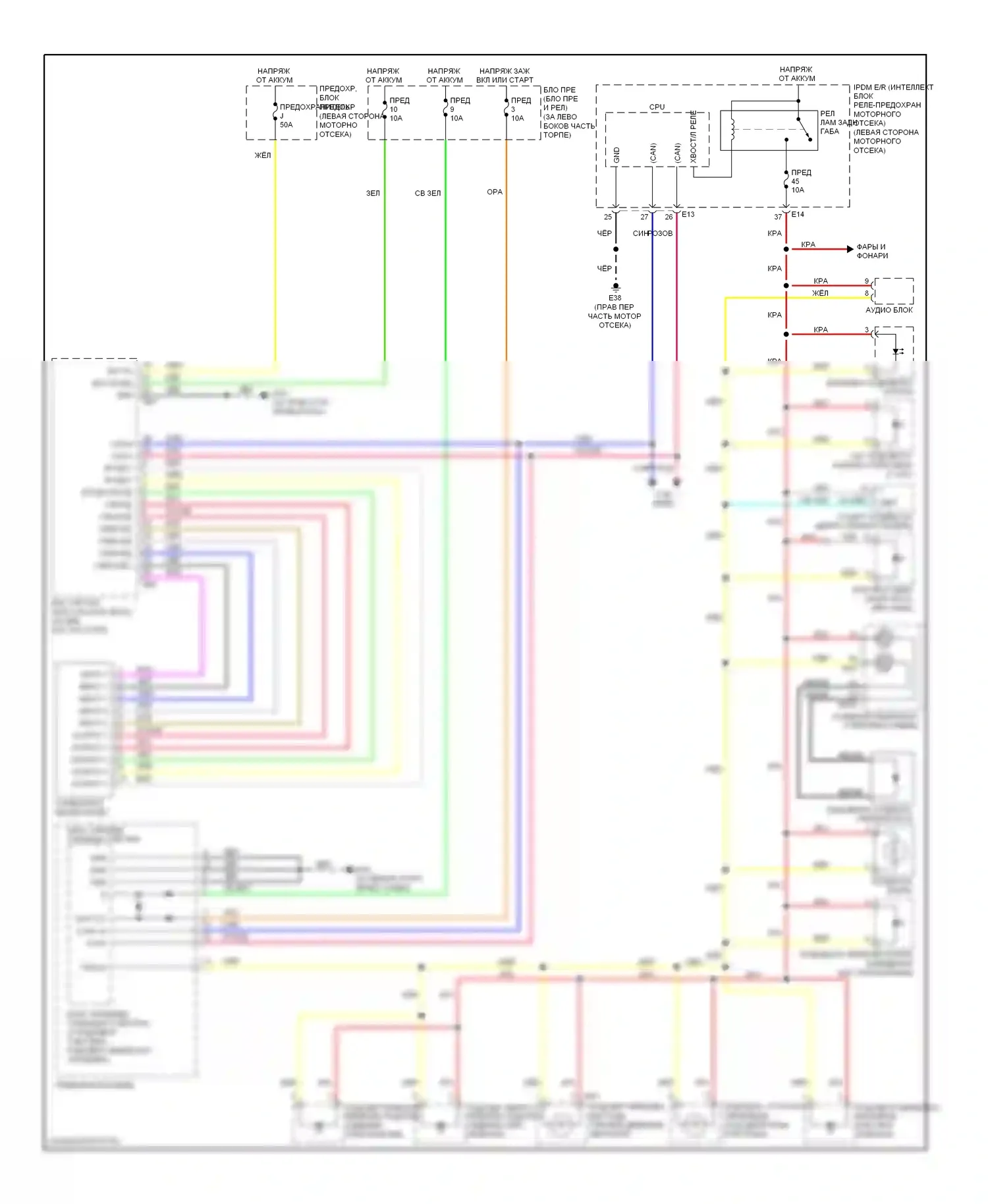 Rogue Nissan I (2007-2010): Электросхема подсветки приборной панели 