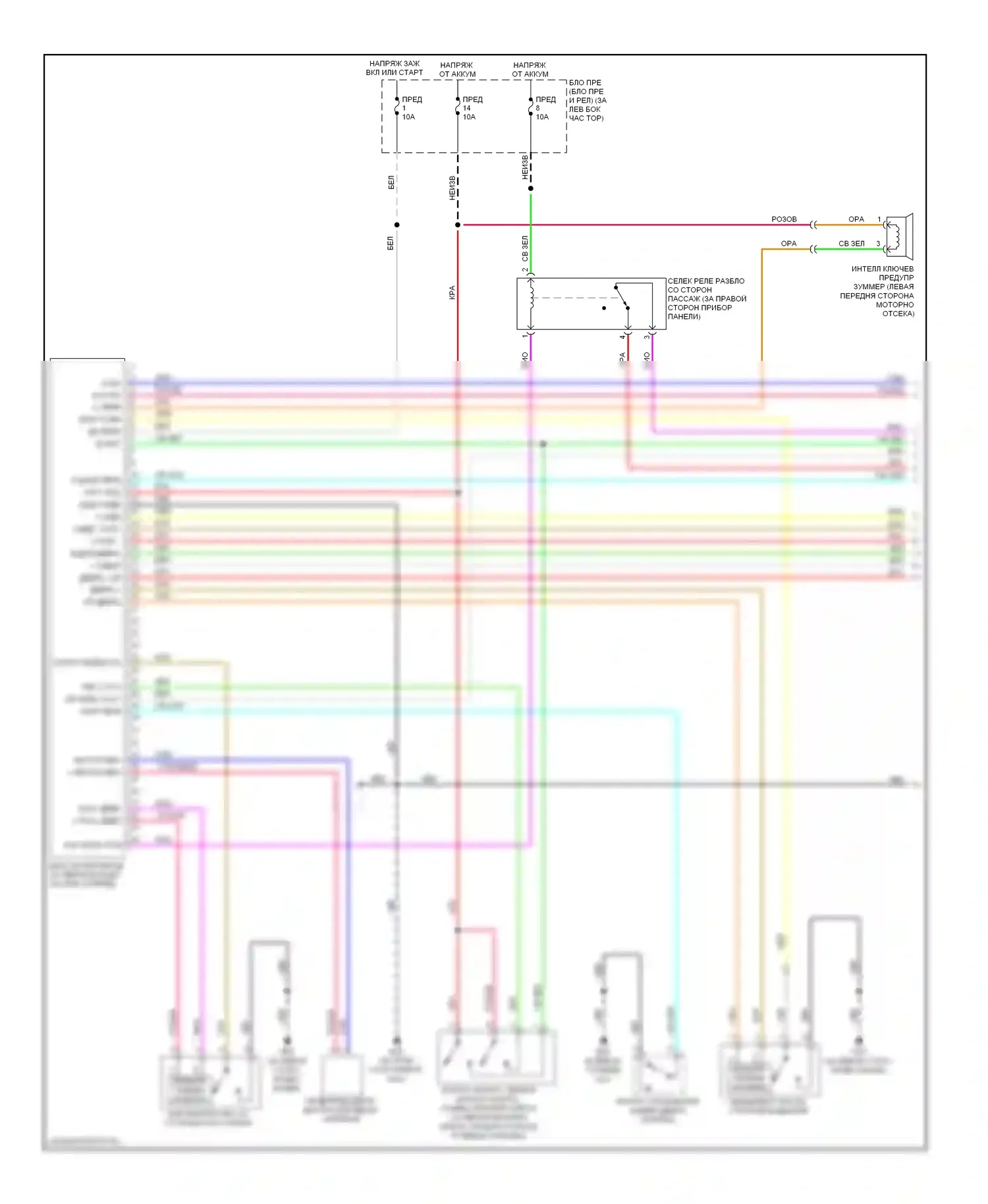 Rogue Nissan I (2007-2010): Электросхема центрального замка с интеллектуальным ключом (1 из 3) 