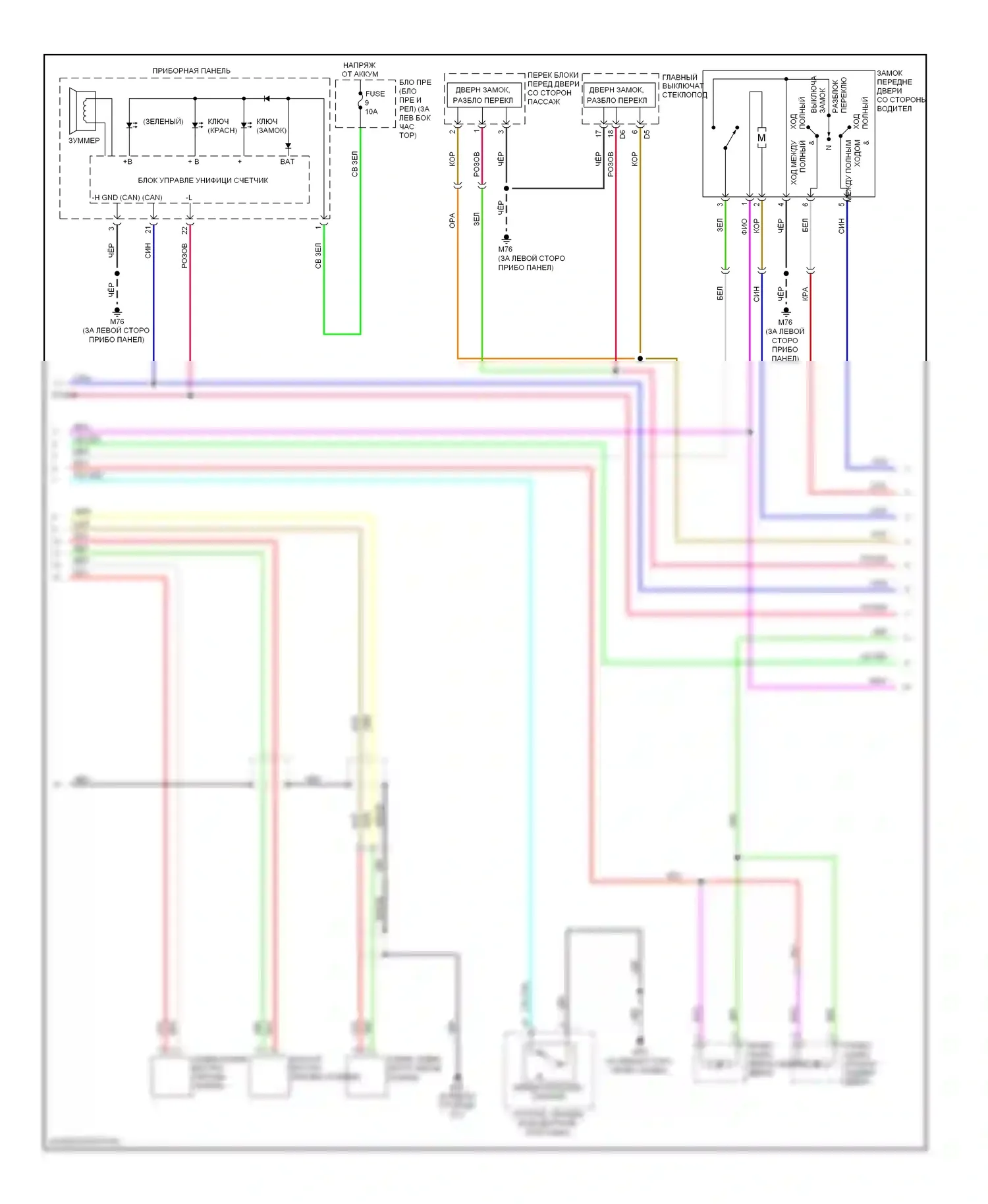 Rogue Nissan I (2007-2010): Электросхема центрального замка с интеллектуальным ключом (2 из 3) 