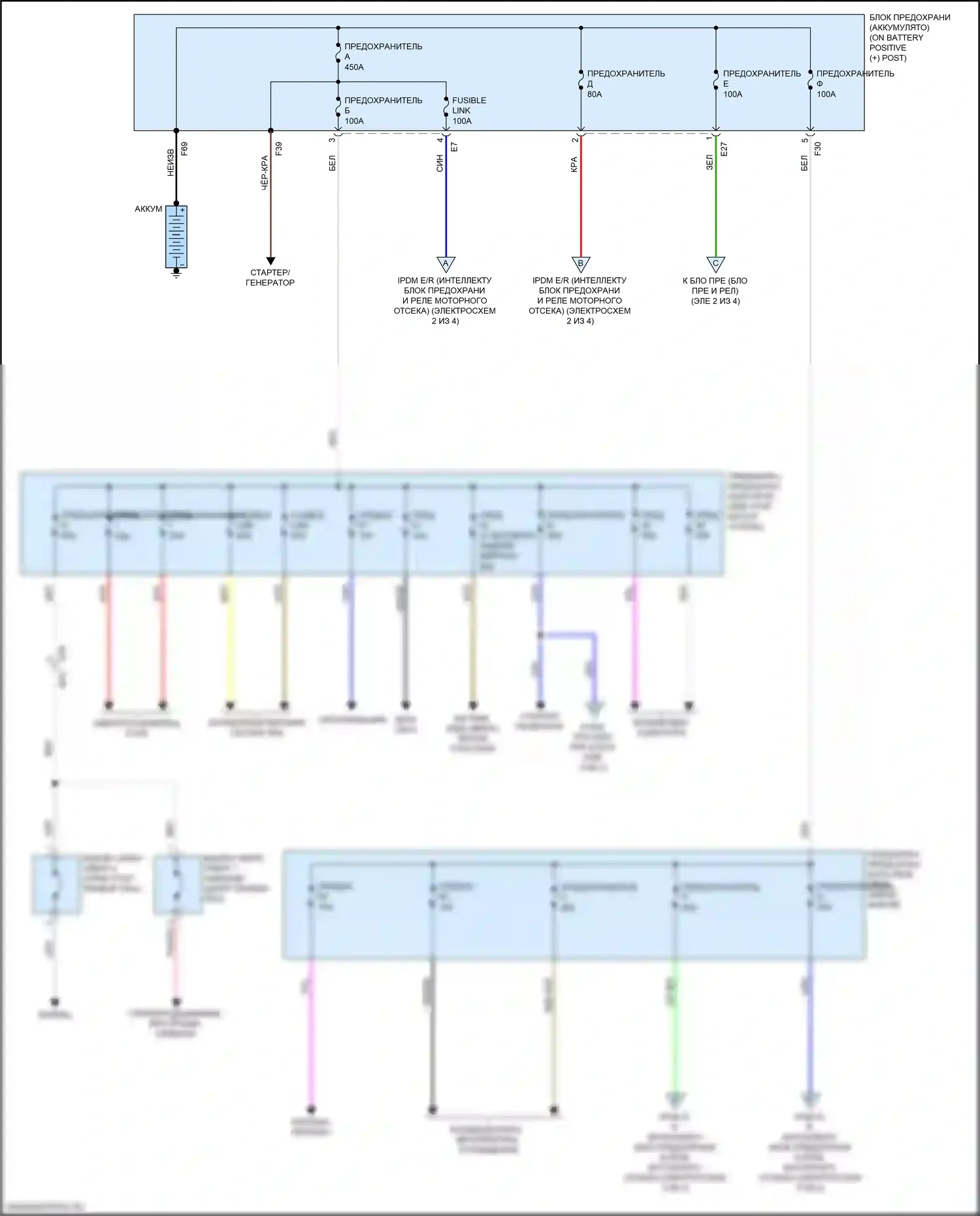 Rogue Nissan II рестайлинг (2016-2020): Электросхема блока предохранителей реле, кроме гибридного (1 из 4) 