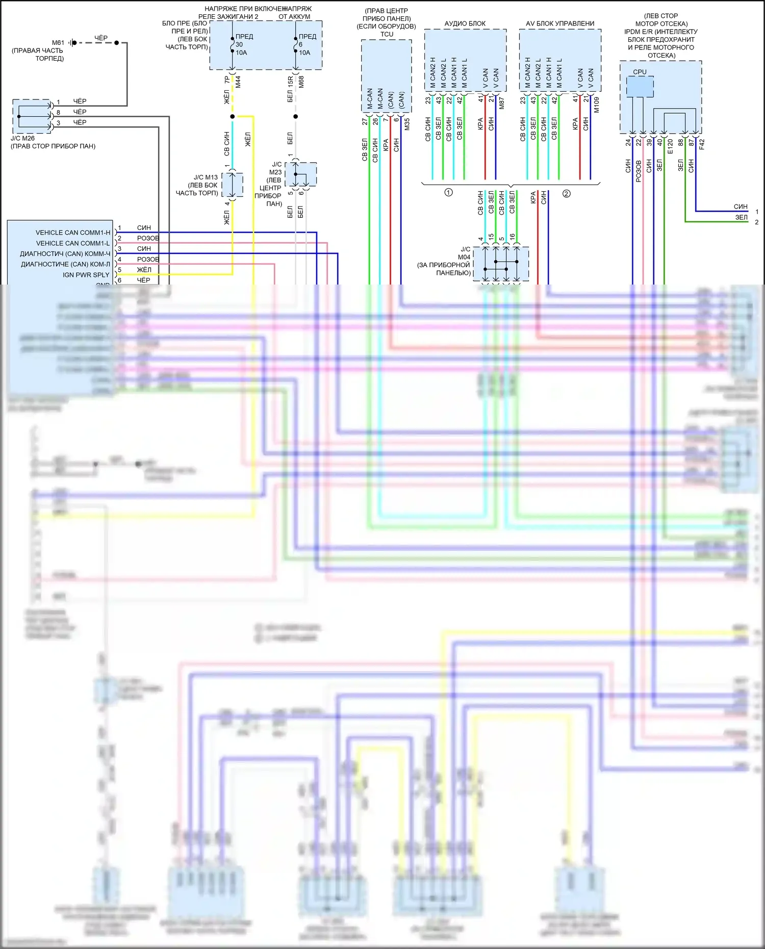 Rogue Nissan II рестайлинг (2016-2020): Can шина электросхема, гибридная (1 из 3) 