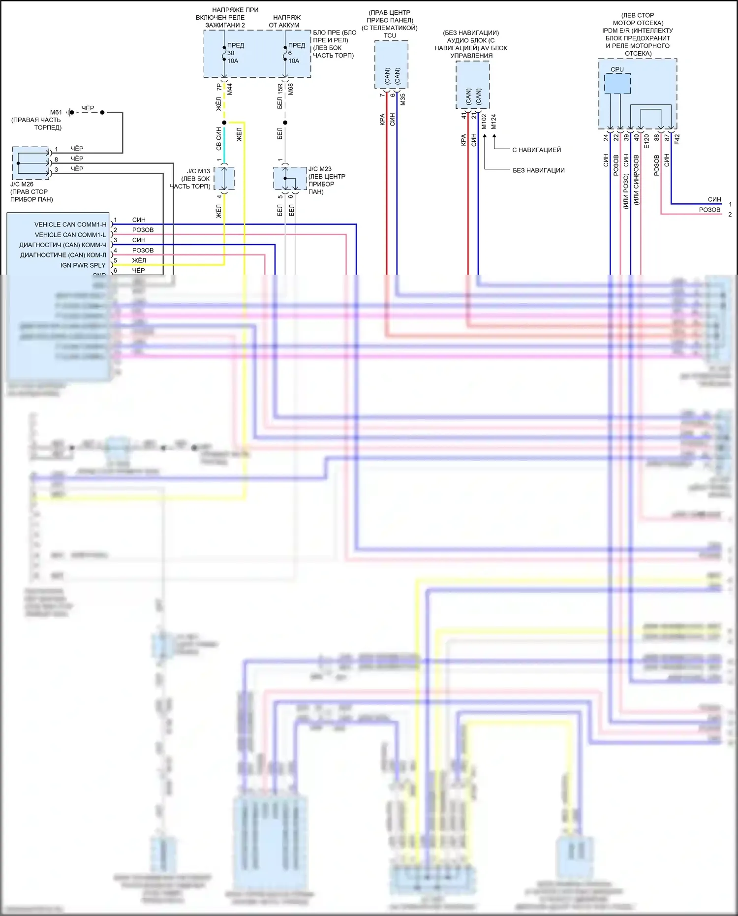 Rogue Nissan II рестайлинг (2016-2020): Can шина электросхема, за исключением гибридной без электрического ручника (1 из 4) 
