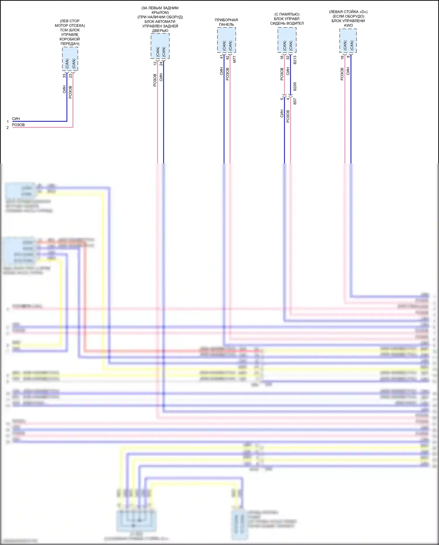 Rogue Nissan II рестайлинг (2016-2020): Can шина электросхема, за исключением гибридной без электрического ручника (2 из 4) 