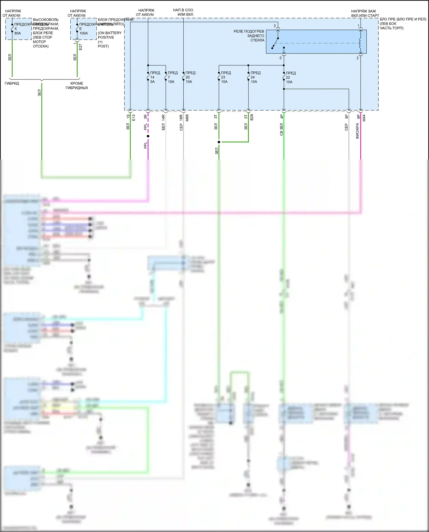 Rogue Nissan II рестайлинг (2016-2020): Электросхема подогрева стекол 