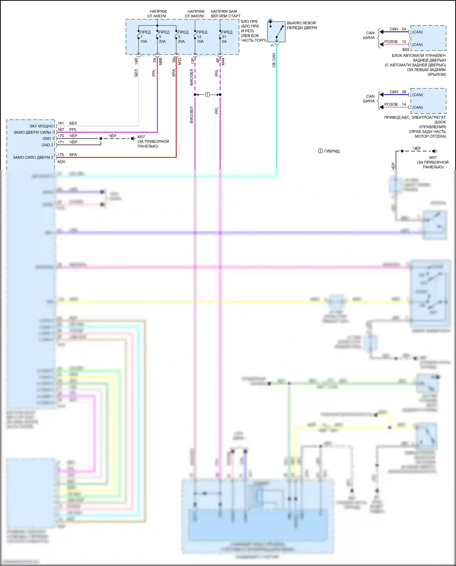 Rogue Nissan II рестайлинг (2016-2020): Электросхема, без интеллектуального ключа 