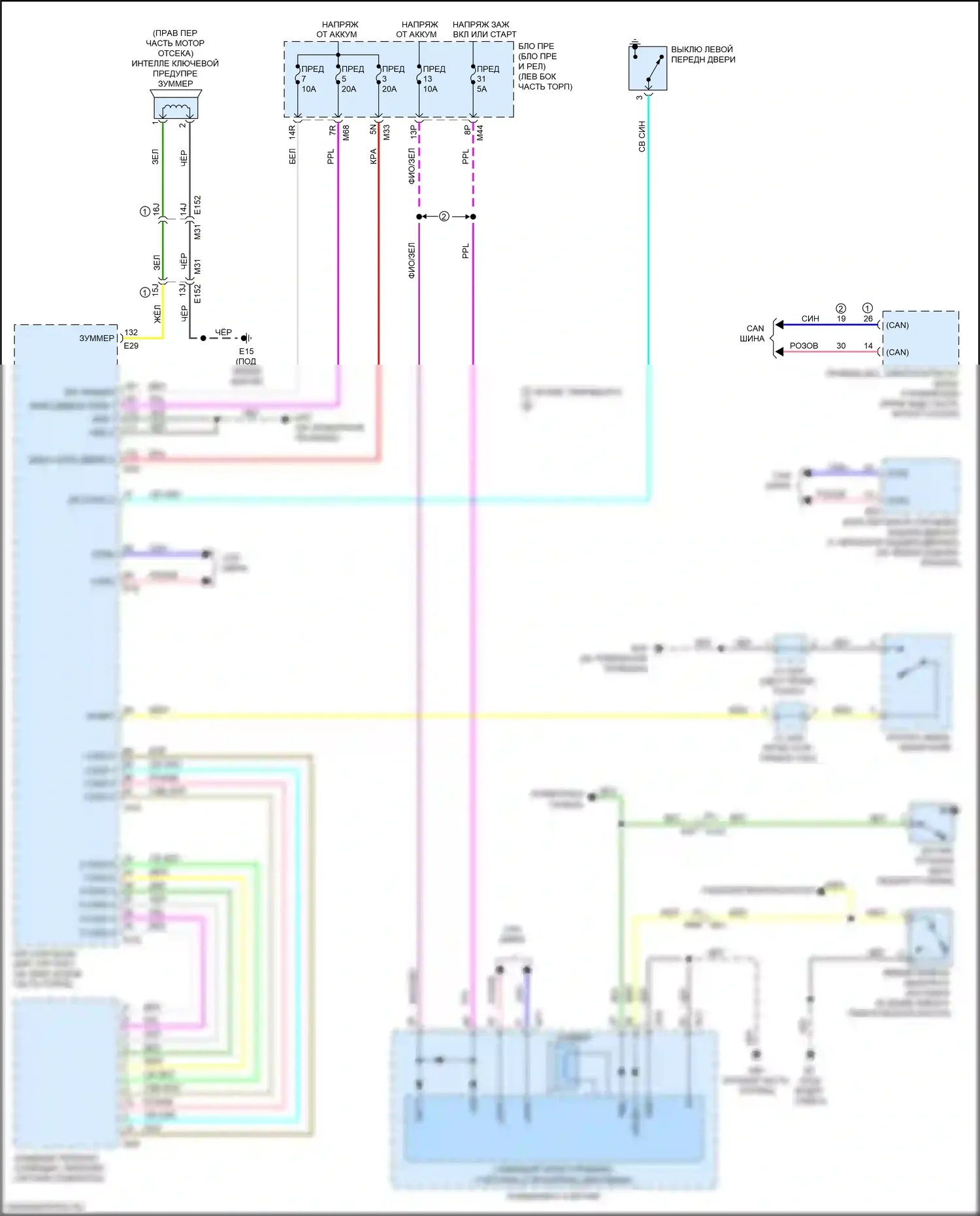 Rogue Nissan II рестайлинг (2016-2020): Электросхема, с интеллектуальным ключом 