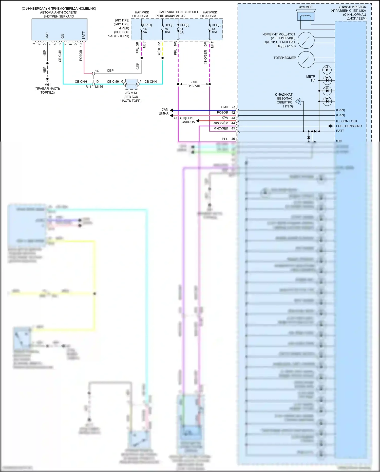 Rogue Nissan II рестайлинг (2016-2020): Электросхема приборной панели (3 из 3) 