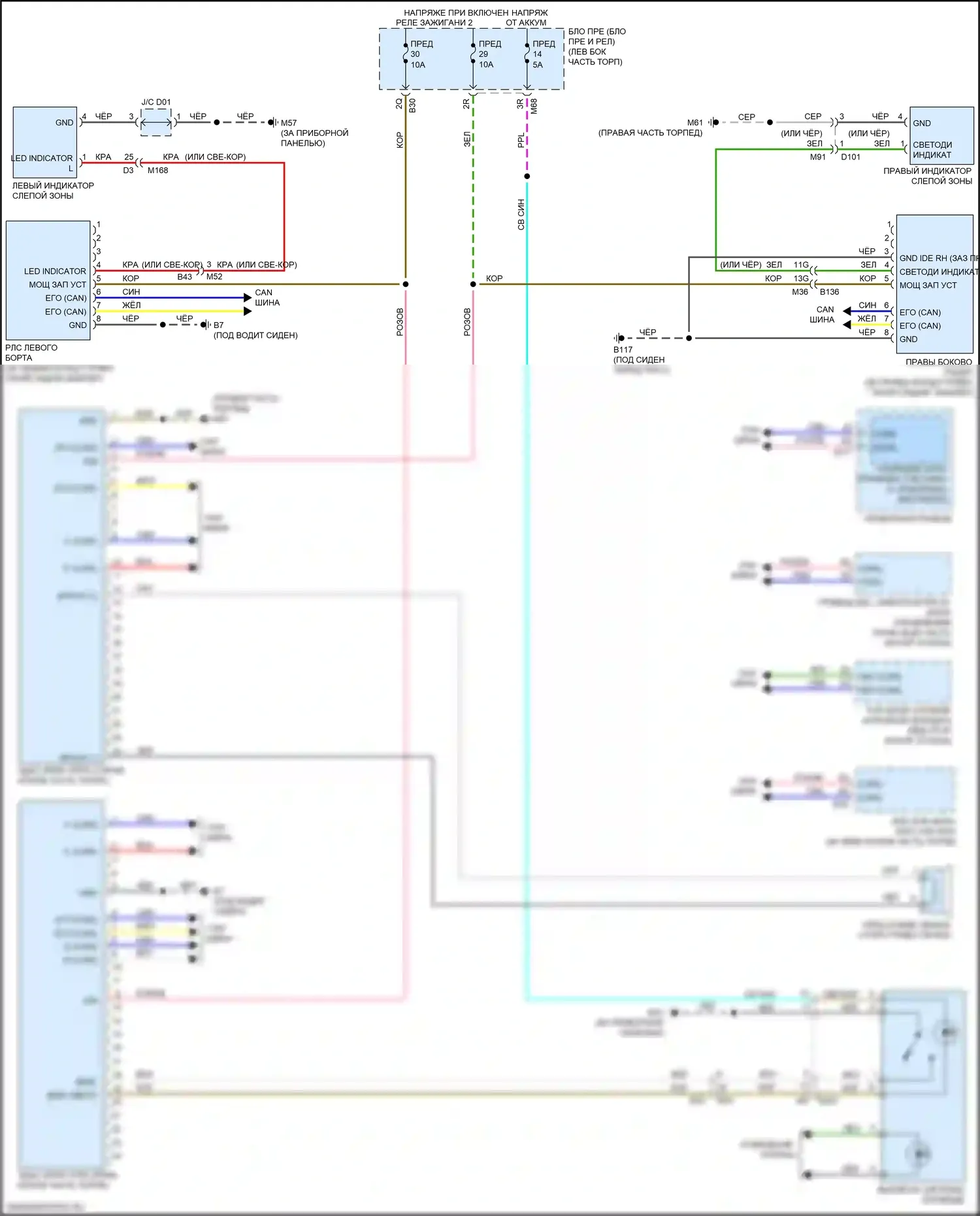 Rogue Nissan II рестайлинг (2016-2020): Электросхема мониторинга в слепой зоне, гибридная 