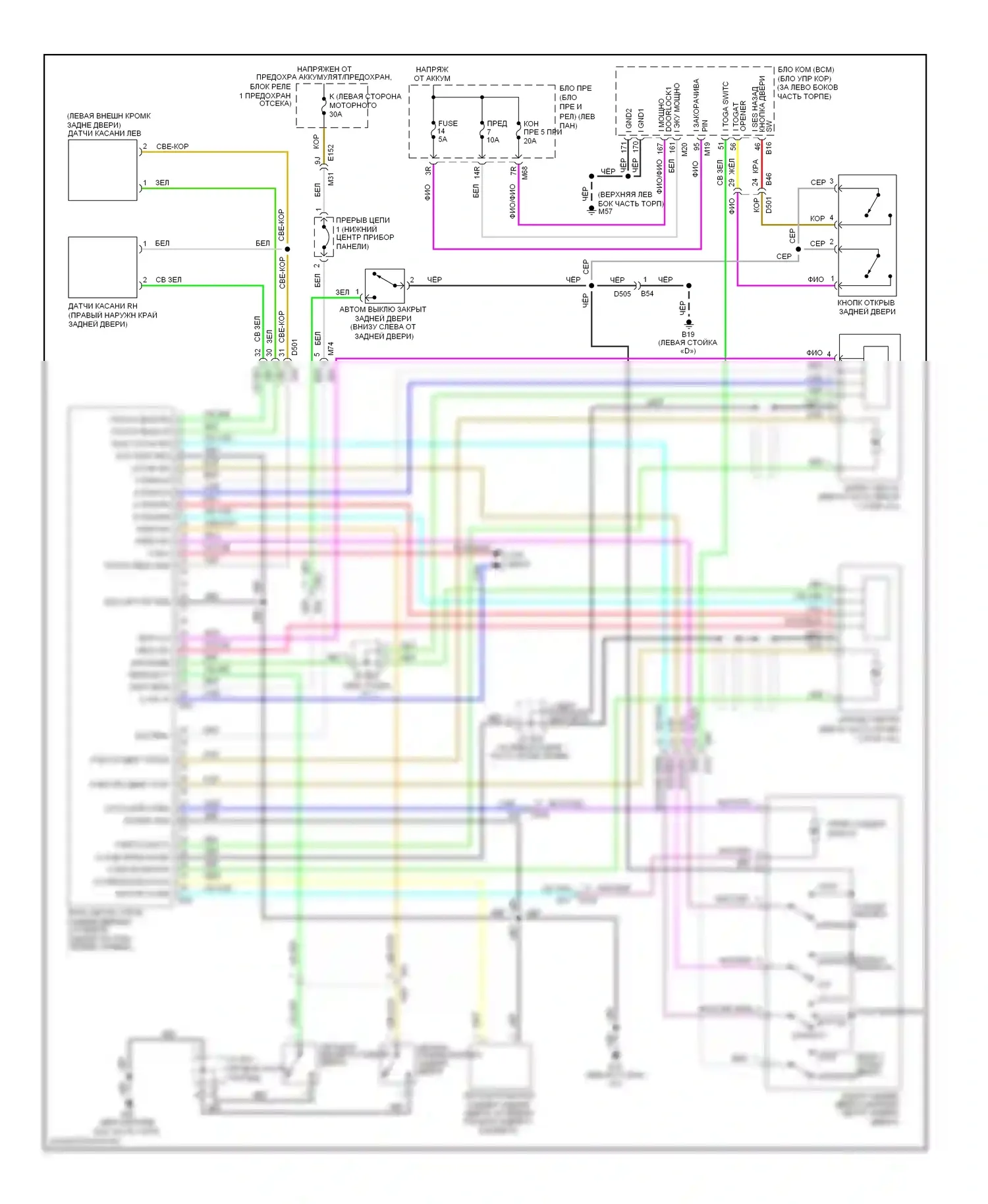 Rogue Nissan II (2013-2016): Электросхема устройства открывания задней двери 