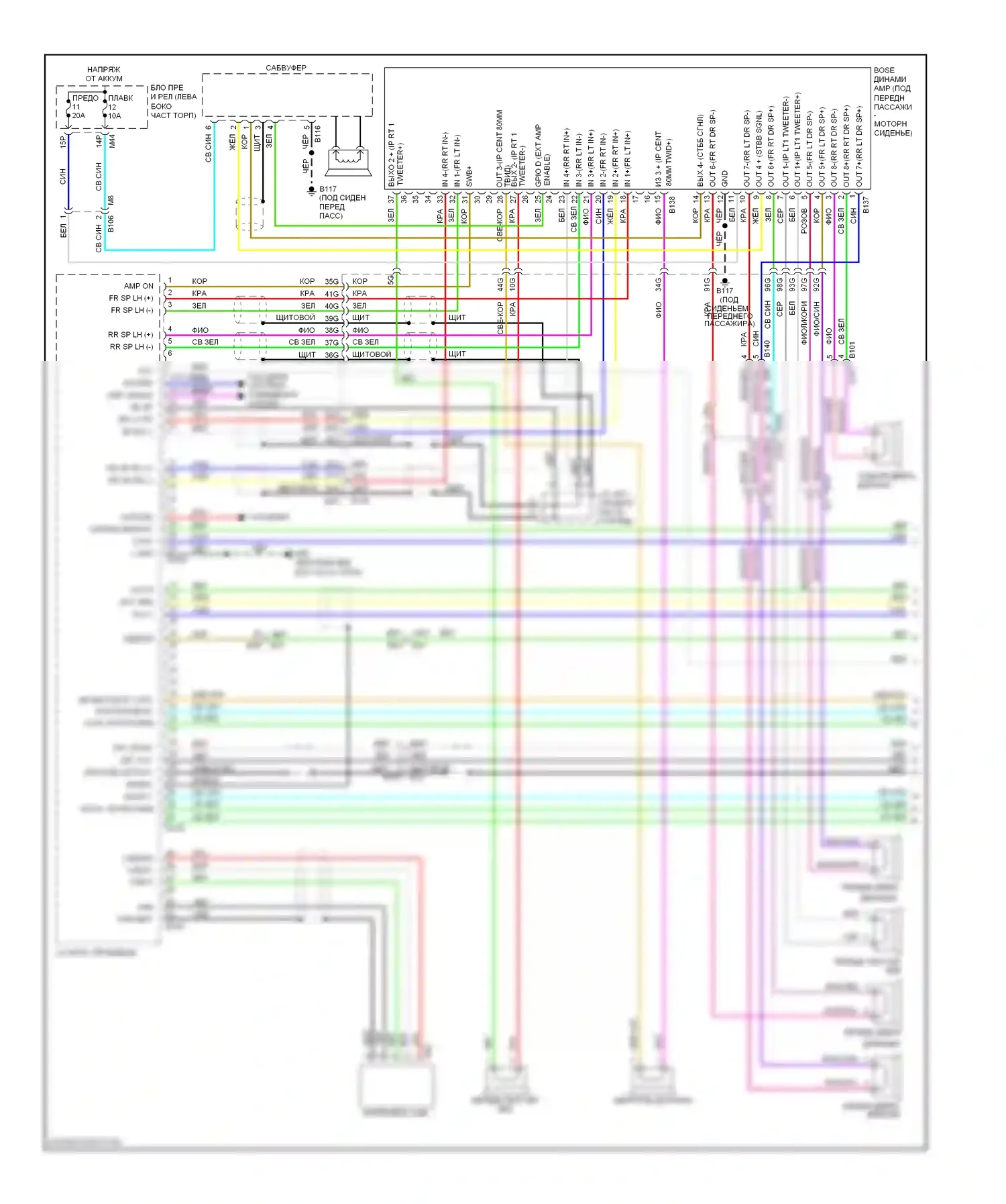 Rogue Nissan II (2013-2016): Электросхема магнитолы, bose (1 из 3) 