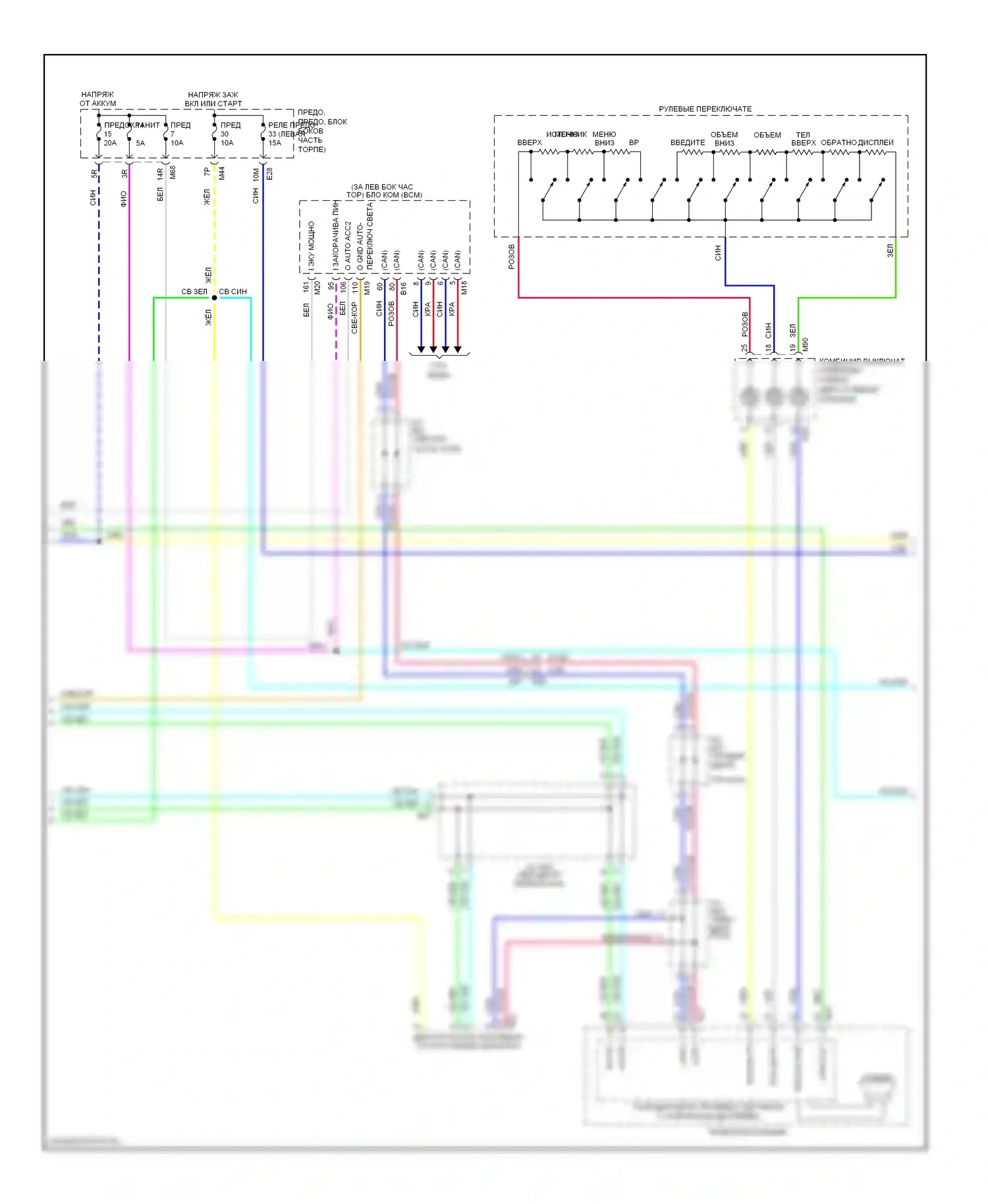 Rogue Nissan II (2013-2016): Магнитола электросхема, базовая с навигацией (2 из 3) 