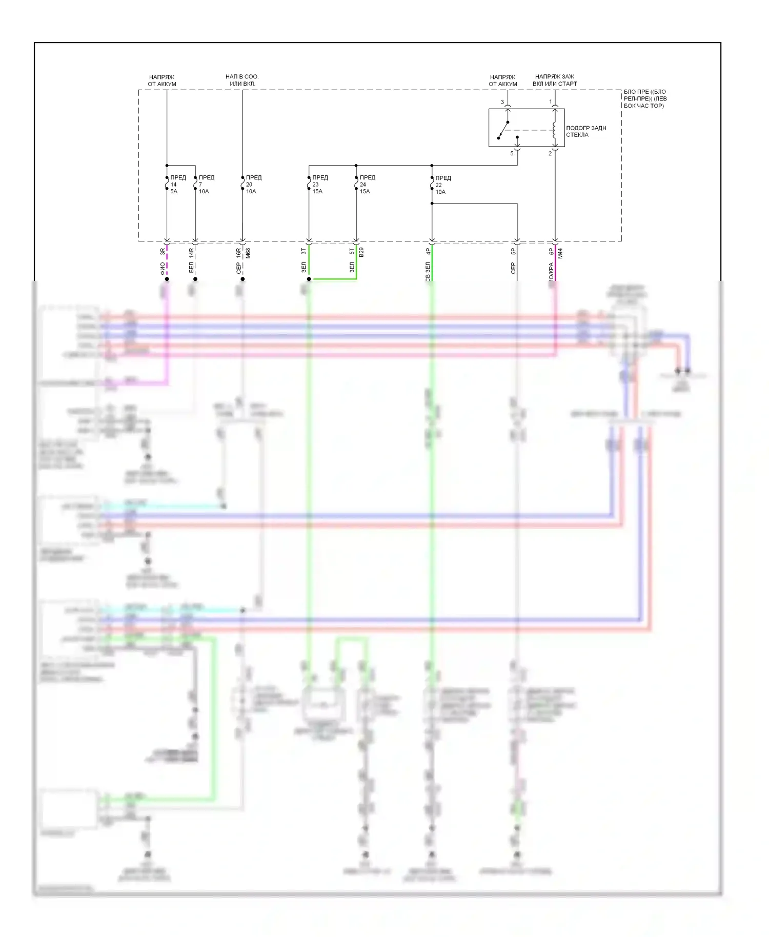Rogue Nissan II (2013-2016): Электросхема подогрева стекол 