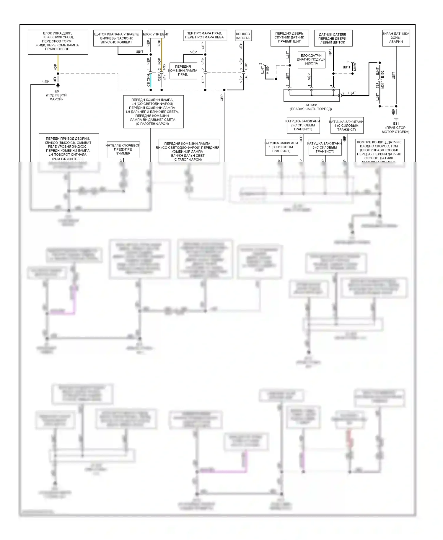 Rogue Nissan II (2013-2016): Электросхема разводки массы (2 из 2) 