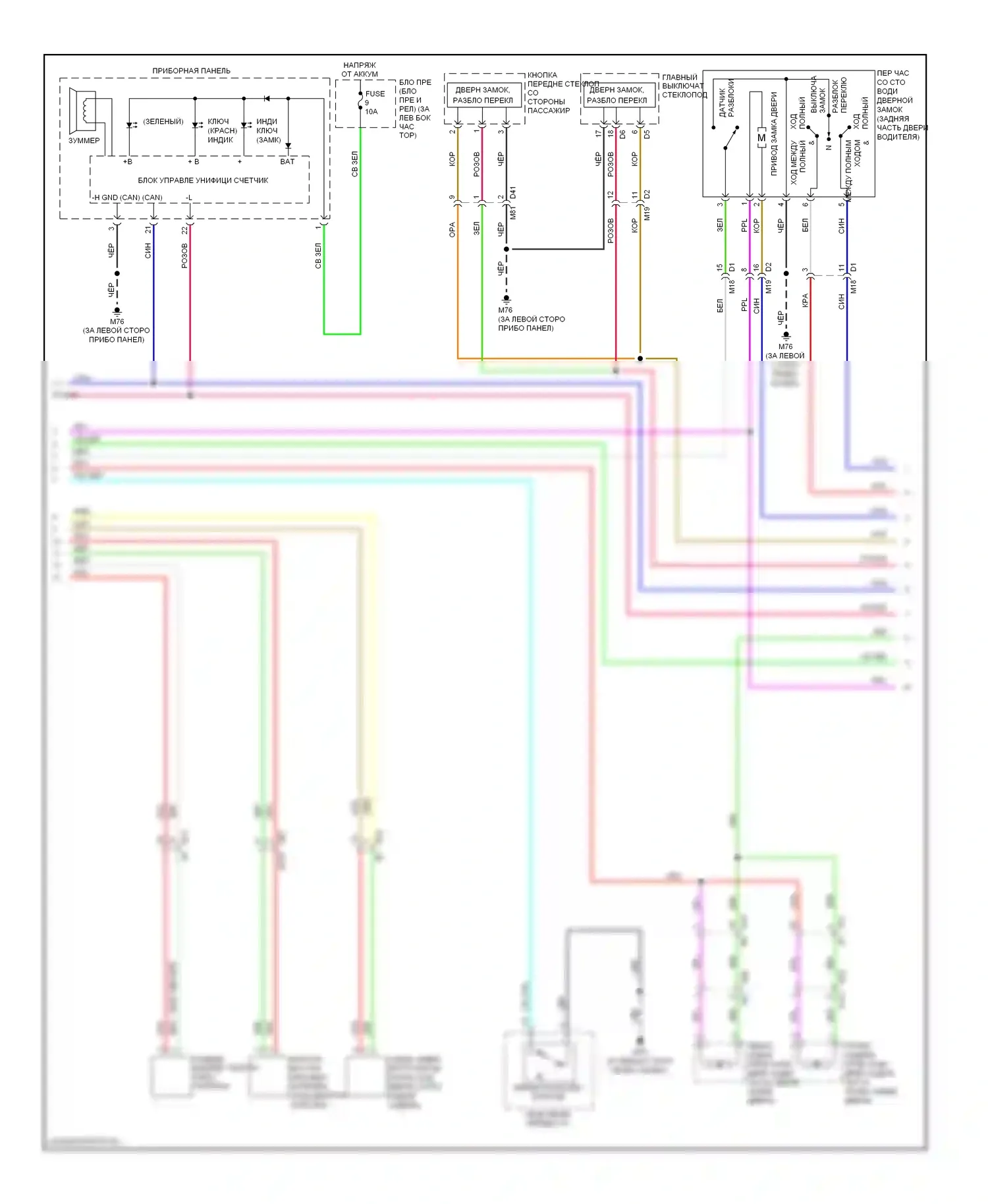 Rogue Nissan II (2013-2016): Электросхема центрального замка с интеллектуальным ключом (2 из 3) 