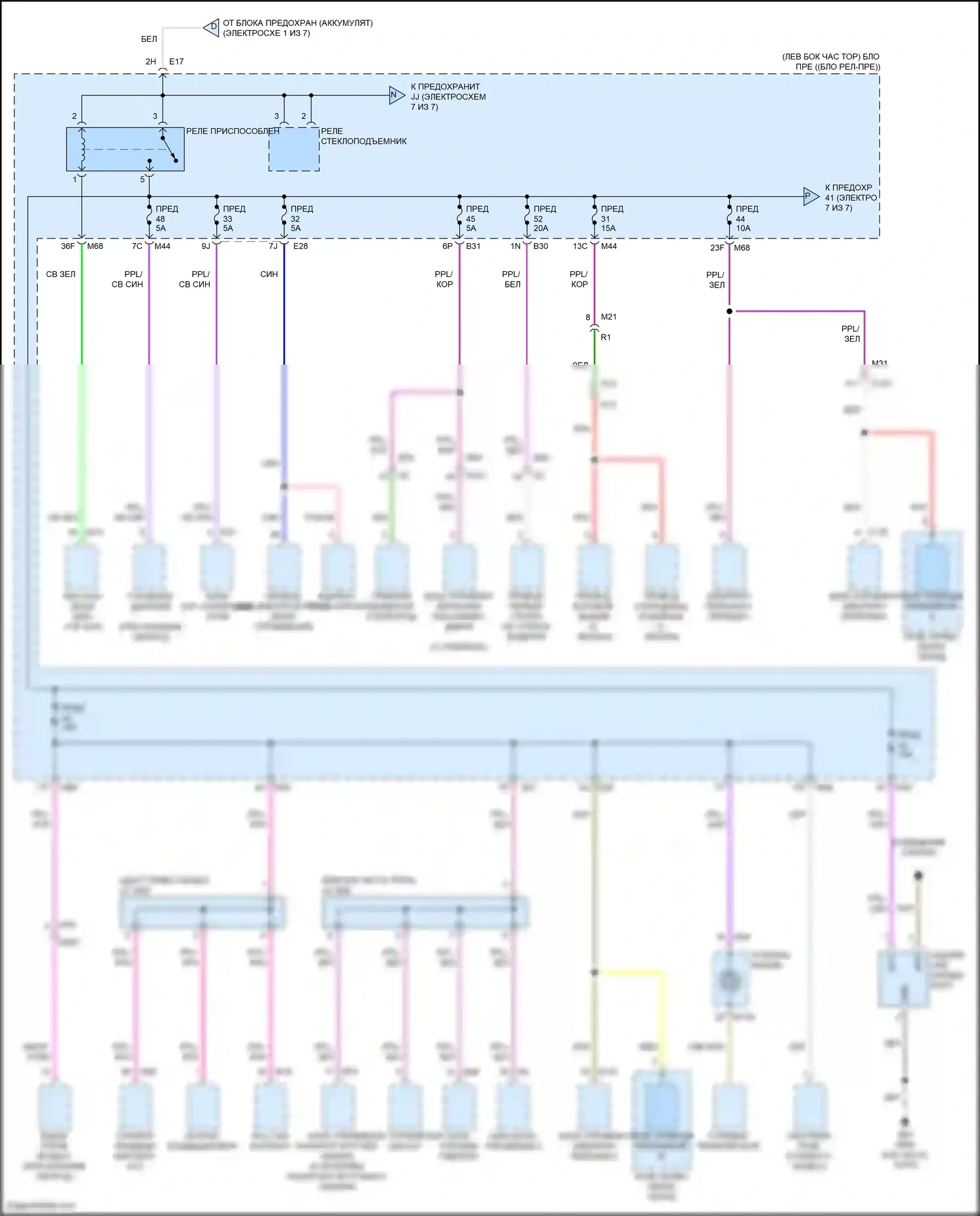 Rogue Nissan III (2020-2024): Электросхема блока предохранителей реле (6 из 7) 