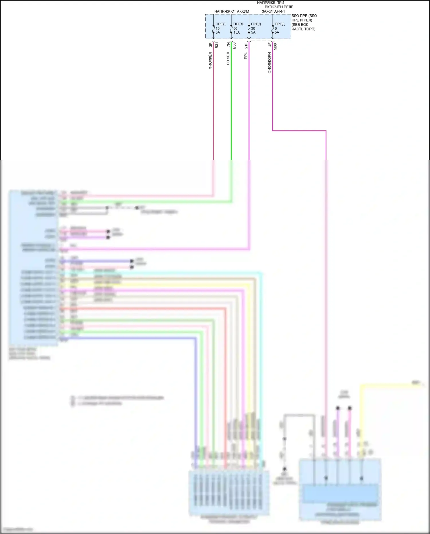 Rogue Nissan III (2020-2024): Электросхема передних дворников и омывателей (1 из 2) 