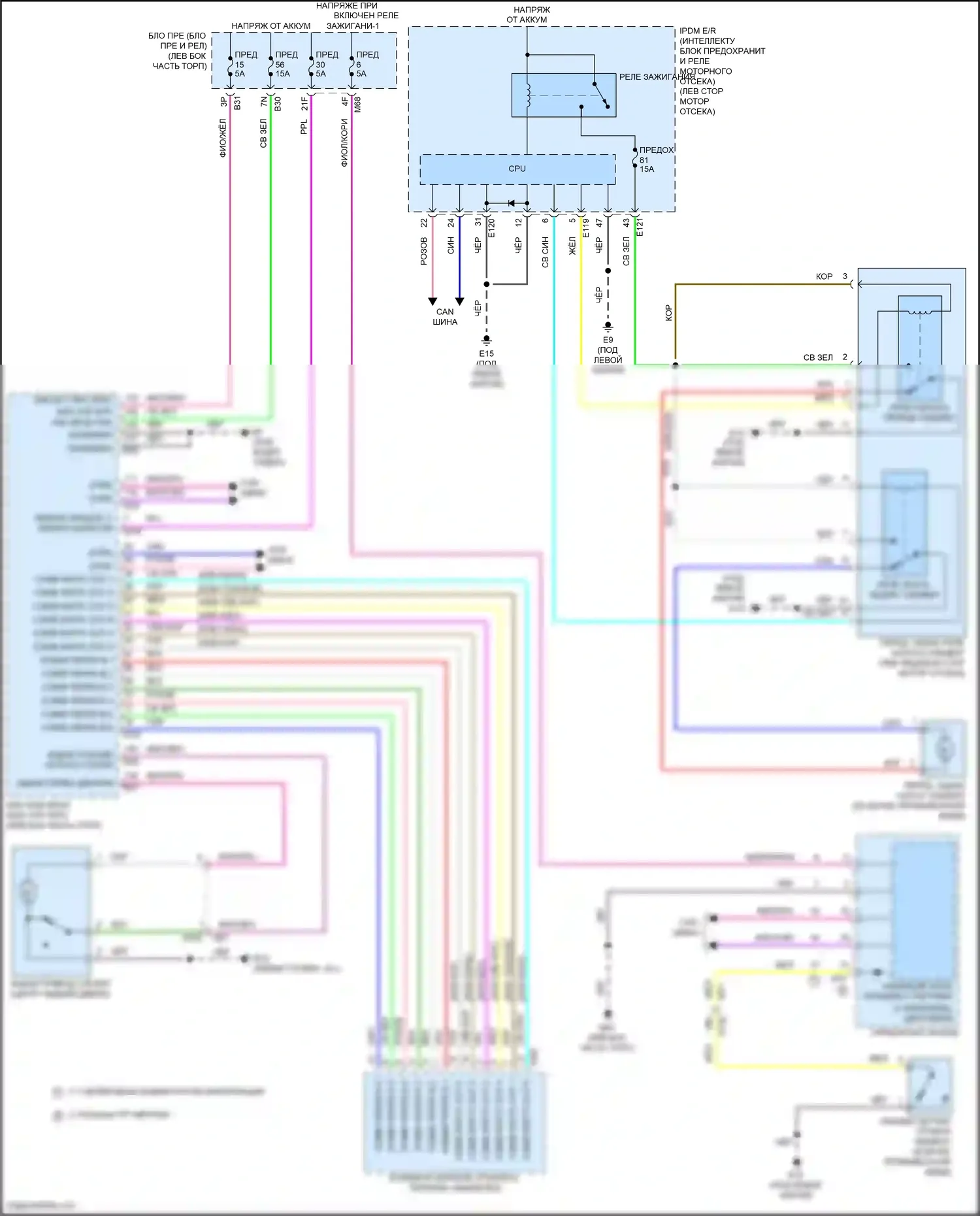 Rogue Nissan III (2020-2024): Электросхема задних дворников и омывателей 