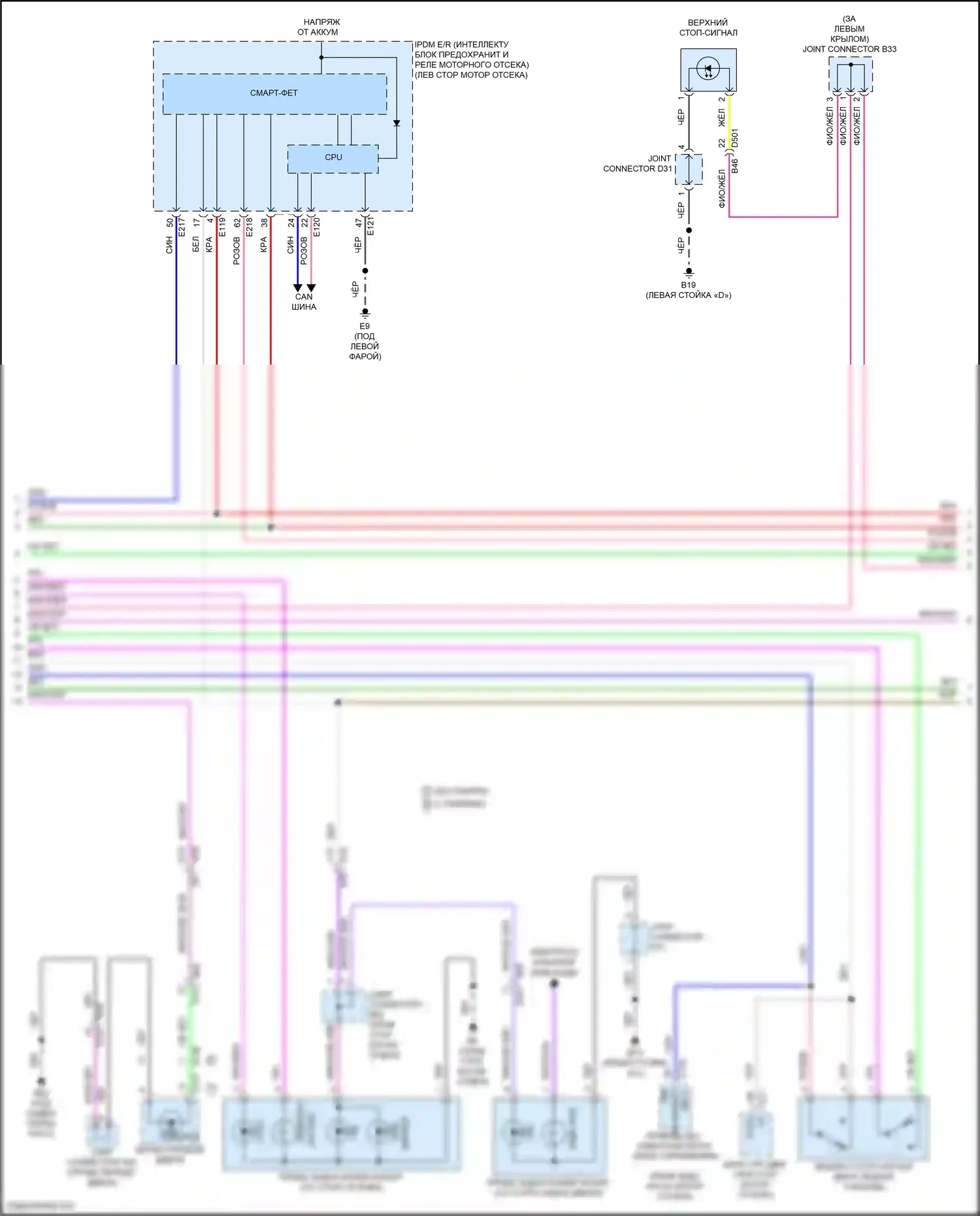 Rogue Nissan III (2020-2024): Электросхема фар и фонарей (2 из 3) 
