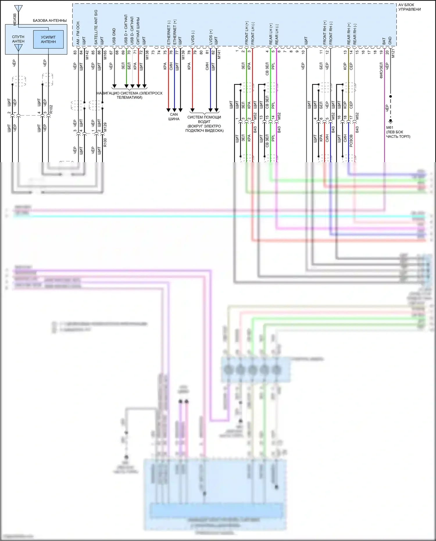 Rogue Nissan III (2020-2024): Электросхема магнитолы, с bose (2 из 4) 
