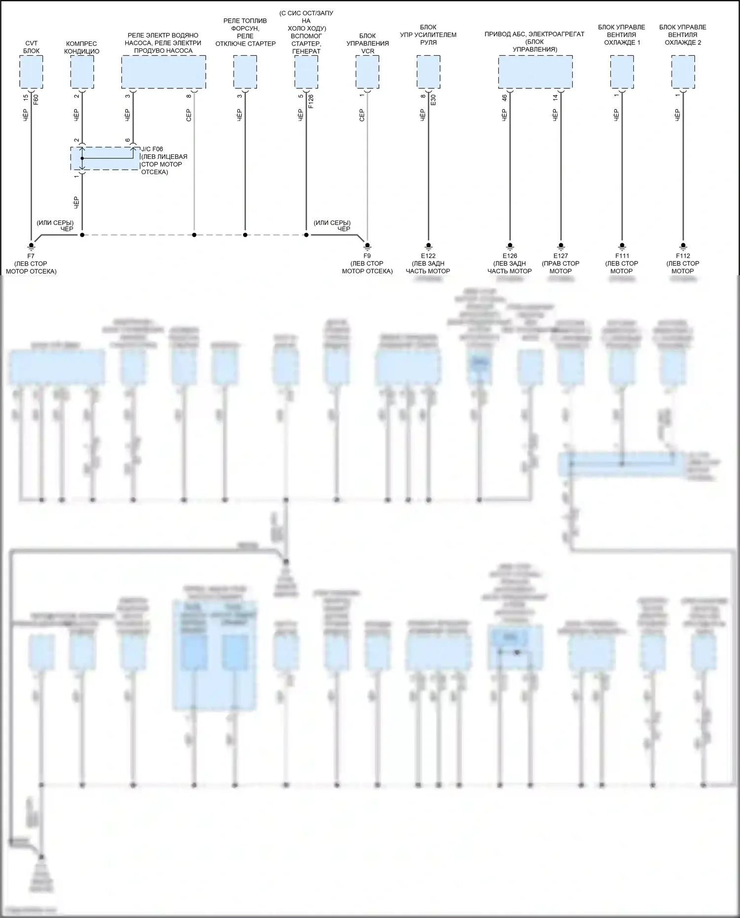 Rogue Nissan III (2020-2024): 1,5л турбо, электросхема точек подключения масс (3 из 5) 