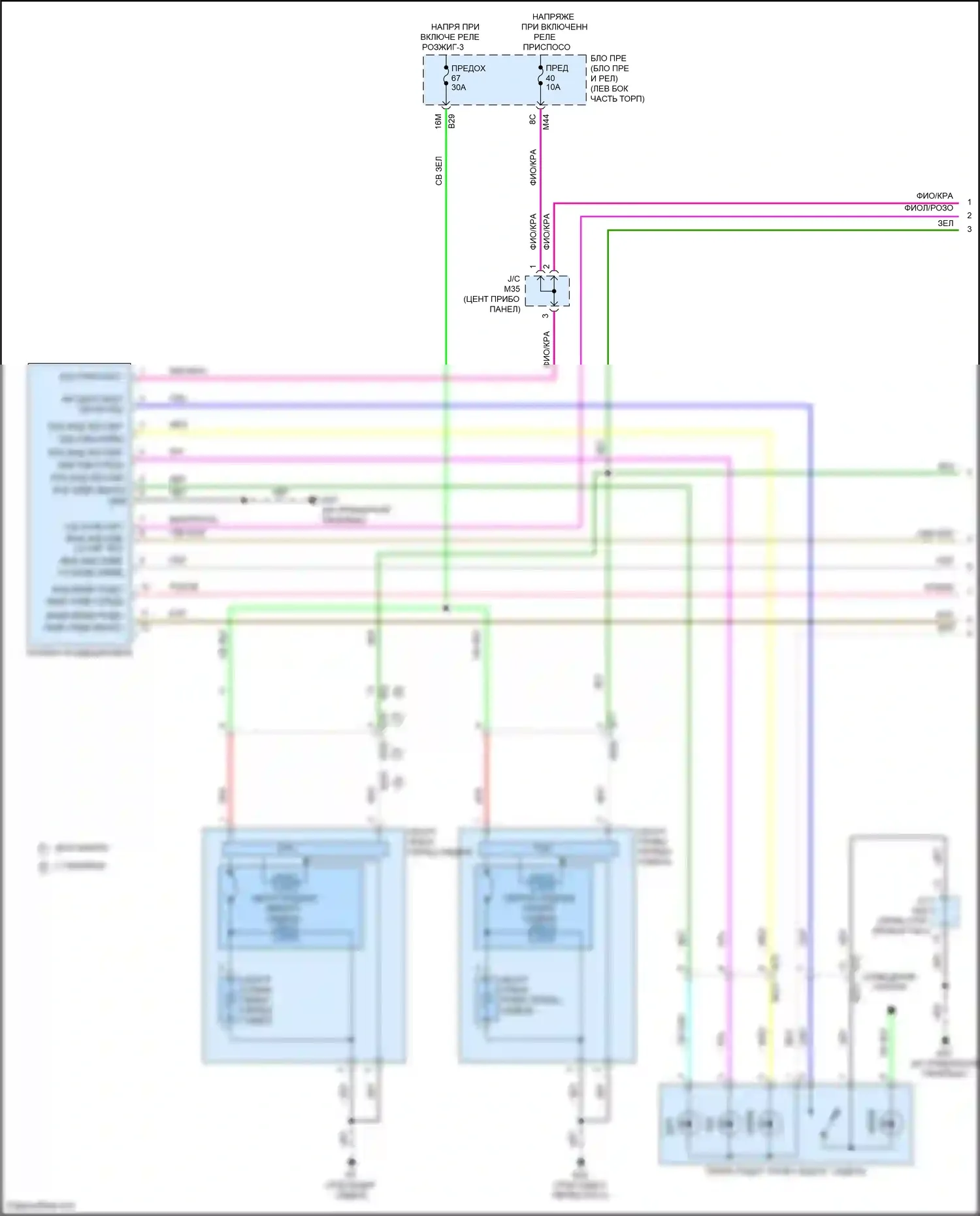 Rogue Nissan III (2020-2024): Электросхема обогреваемых сидений (1 из 2) 