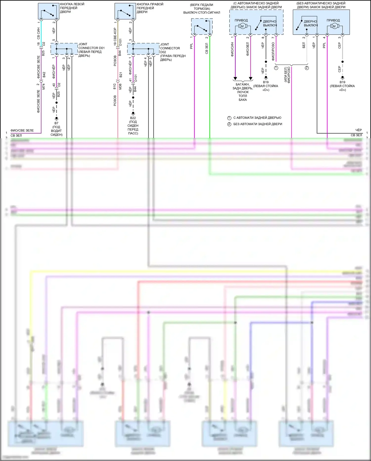 Rogue Nissan III (2020-2024): Электросхема центрального замка (2 из 3) 