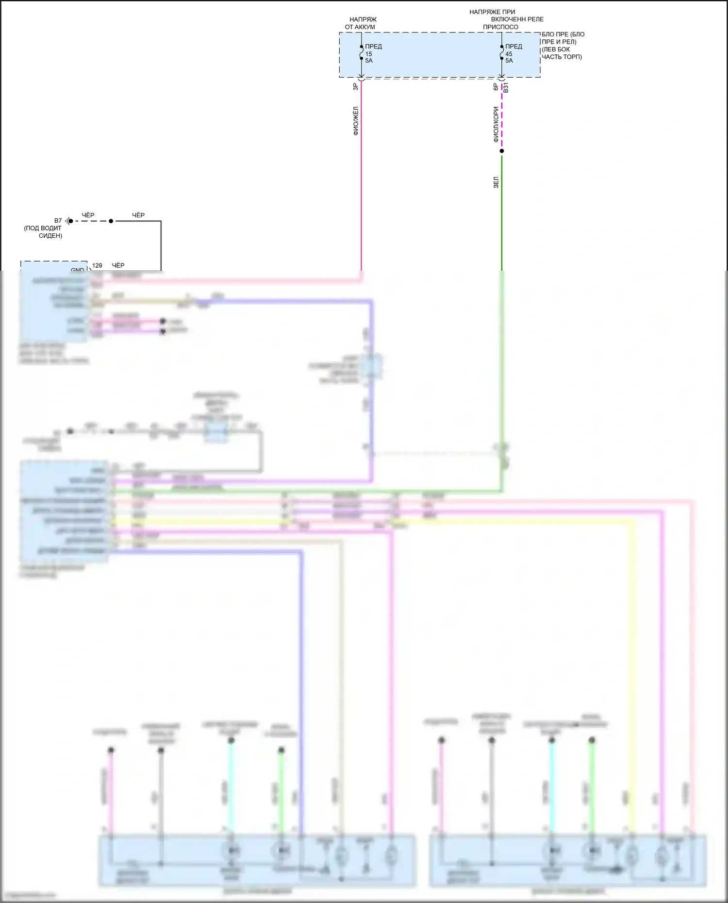 Rogue Nissan III (2020-2024): Электросхема управления зеркалами заднего вида 