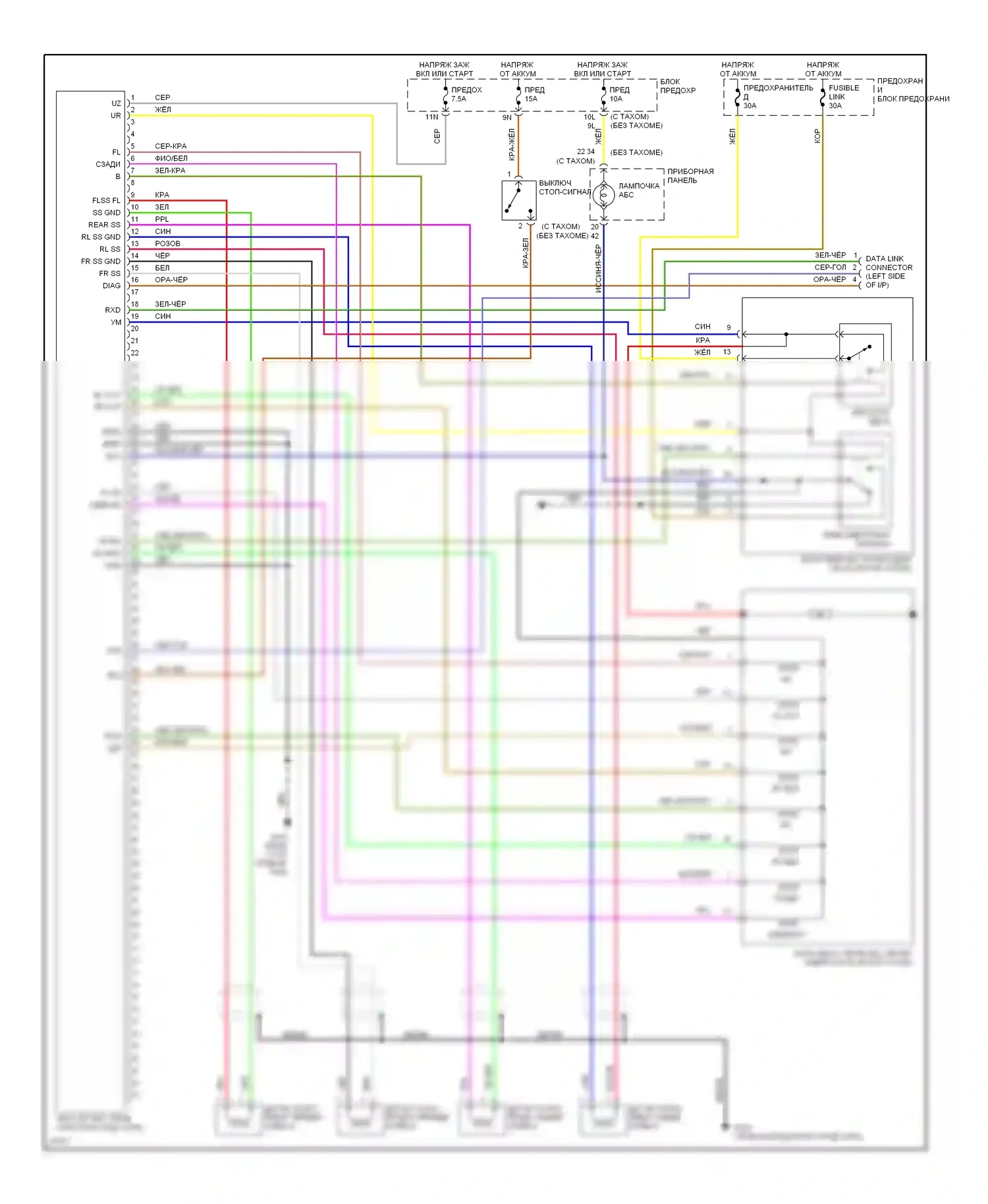 Sentra Nissan B14 (1994-1999): Электросхемы антиблокировочной системы abs 