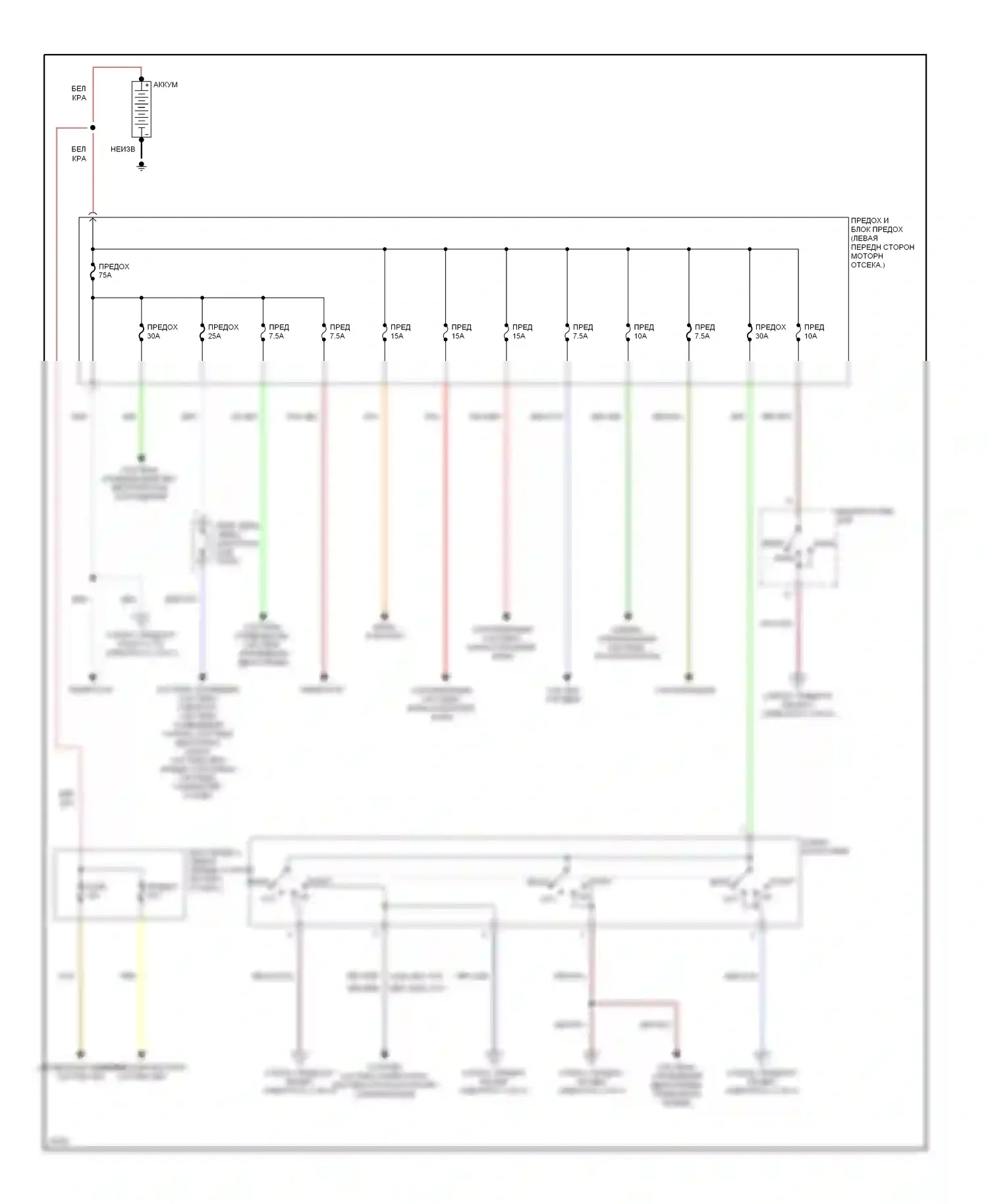 Sentra Nissan B14 (1994-1999): Электросхема блока предохранителей реле (1 из 3) 