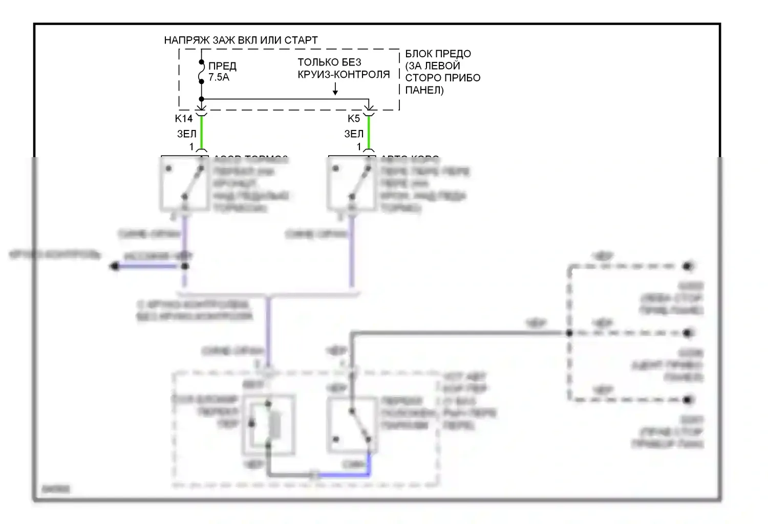 Sentra Nissan B14 (1994-1999): Электросхема блокировки селектора 