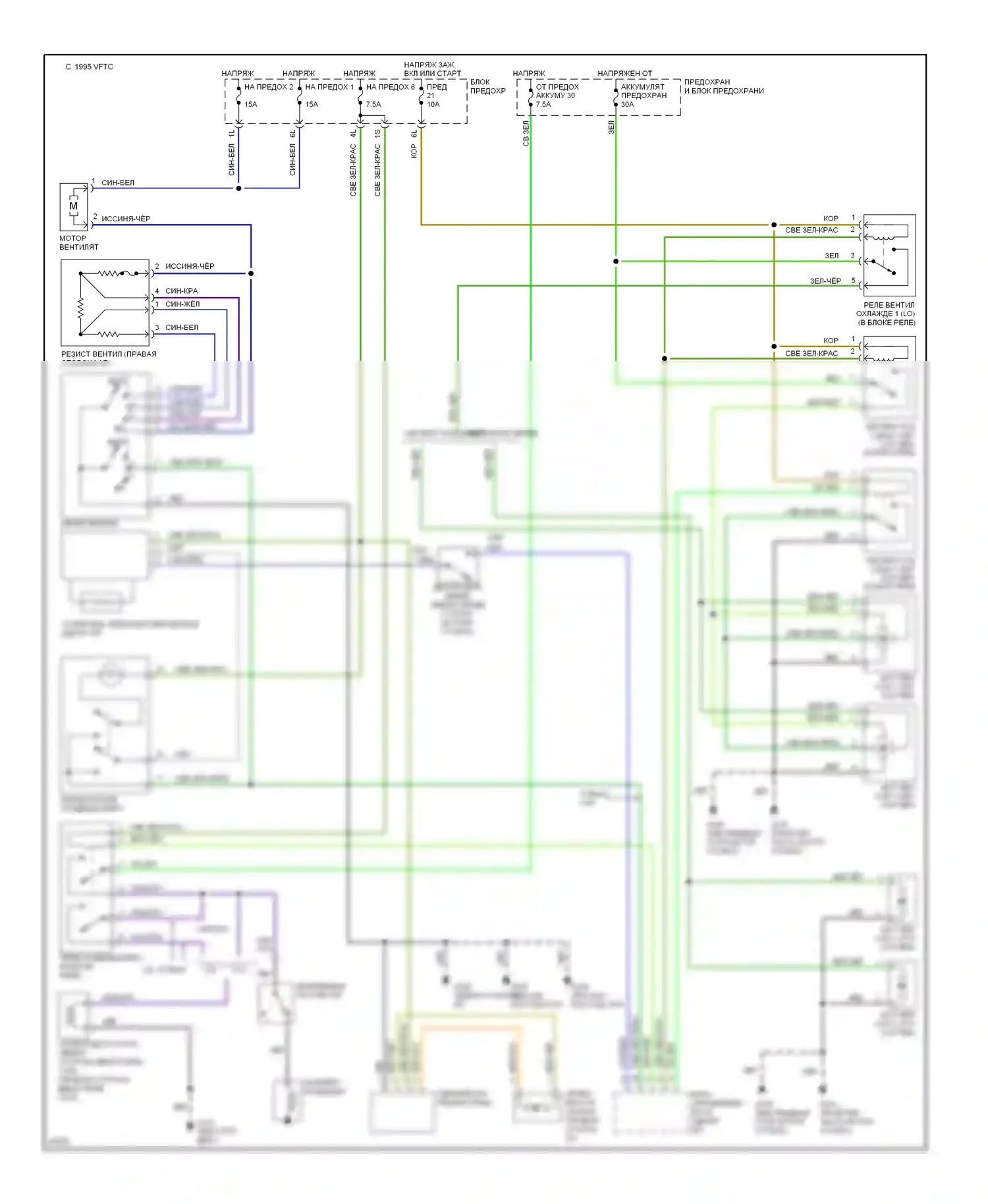Sentra Nissan B14 (1994-1999): Электросхема кондиционера 