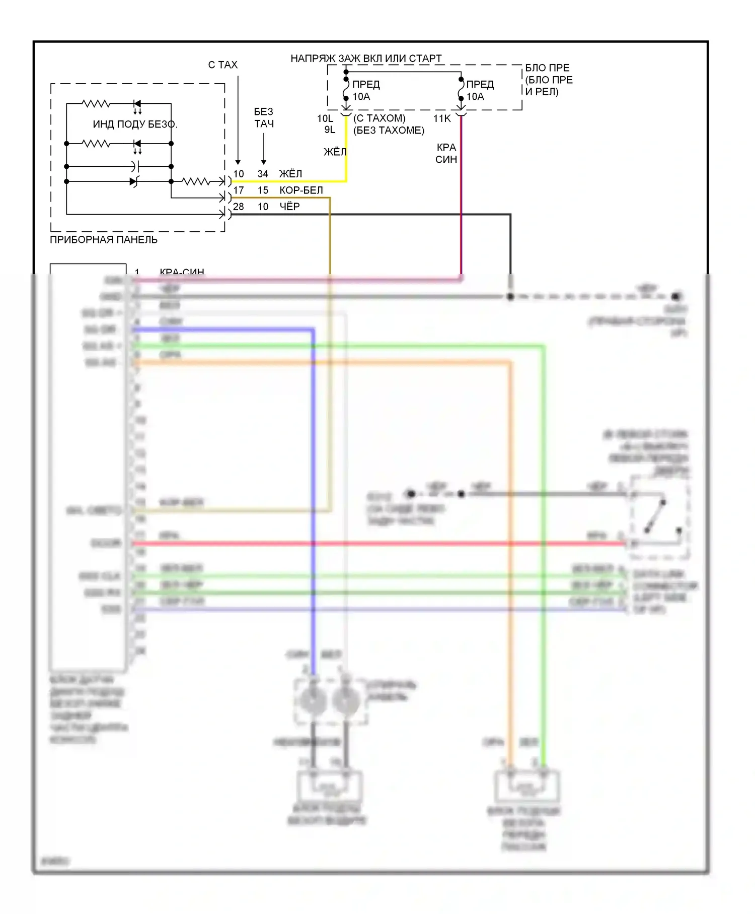 Sentra Nissan B14 (1994-1999): Электросхема подушек безопасности 