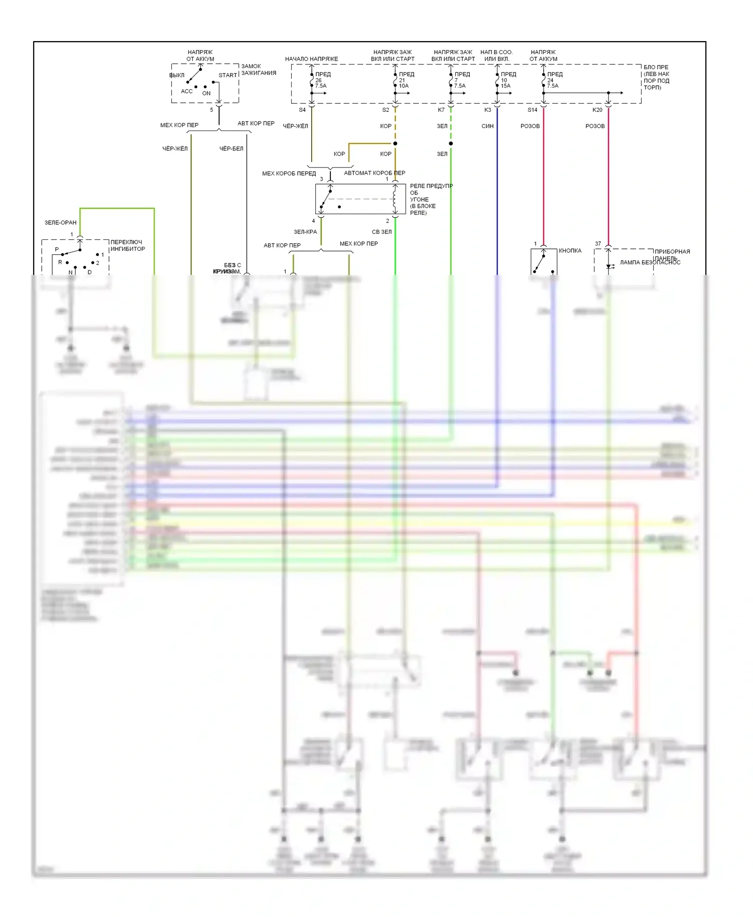 Sentra Nissan B14 (1994-1999): Сигнализации электросхема (1 из 2) 