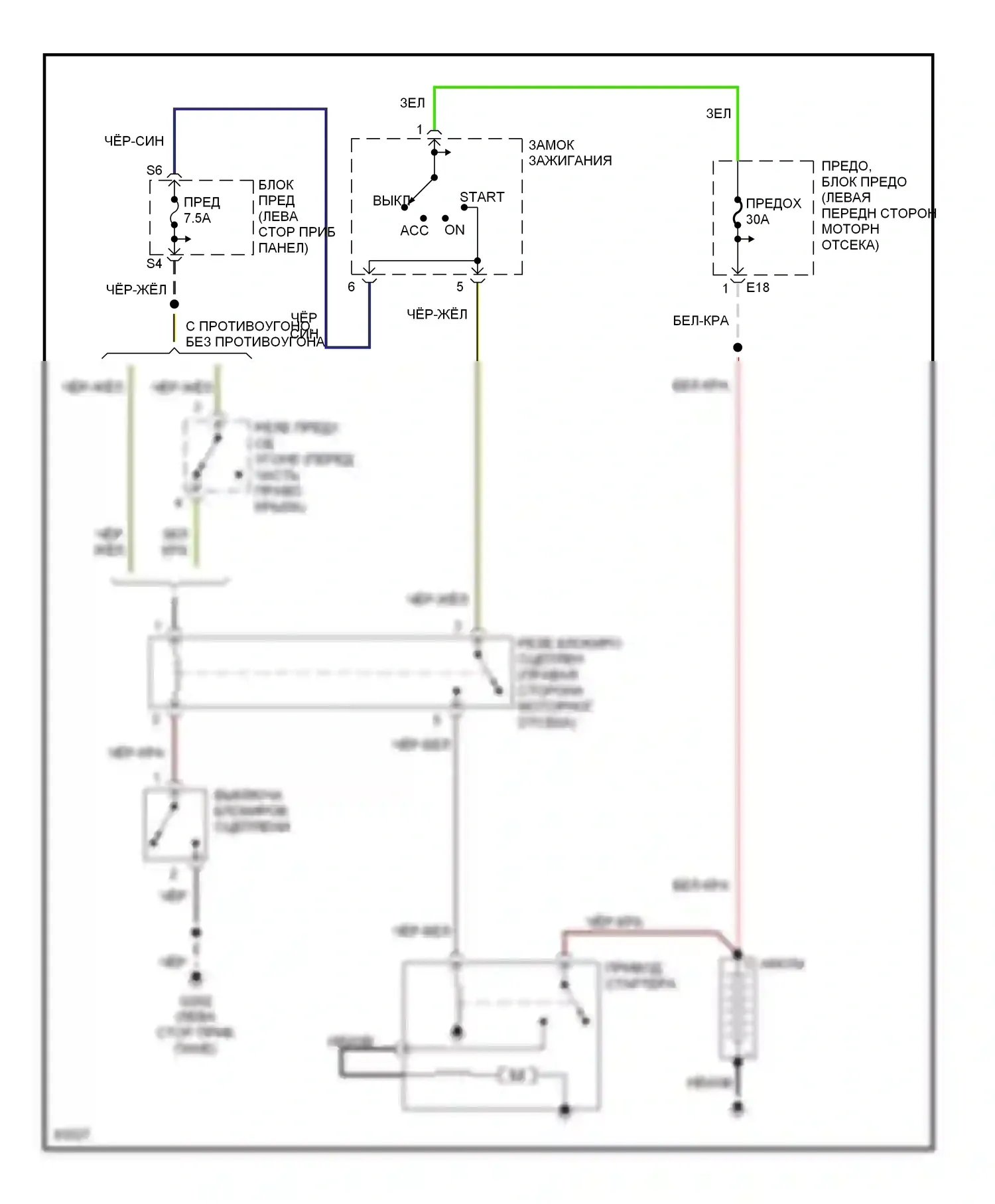 Sentra Nissan B14 (1994-1999): Электросхема стартера, мкп 