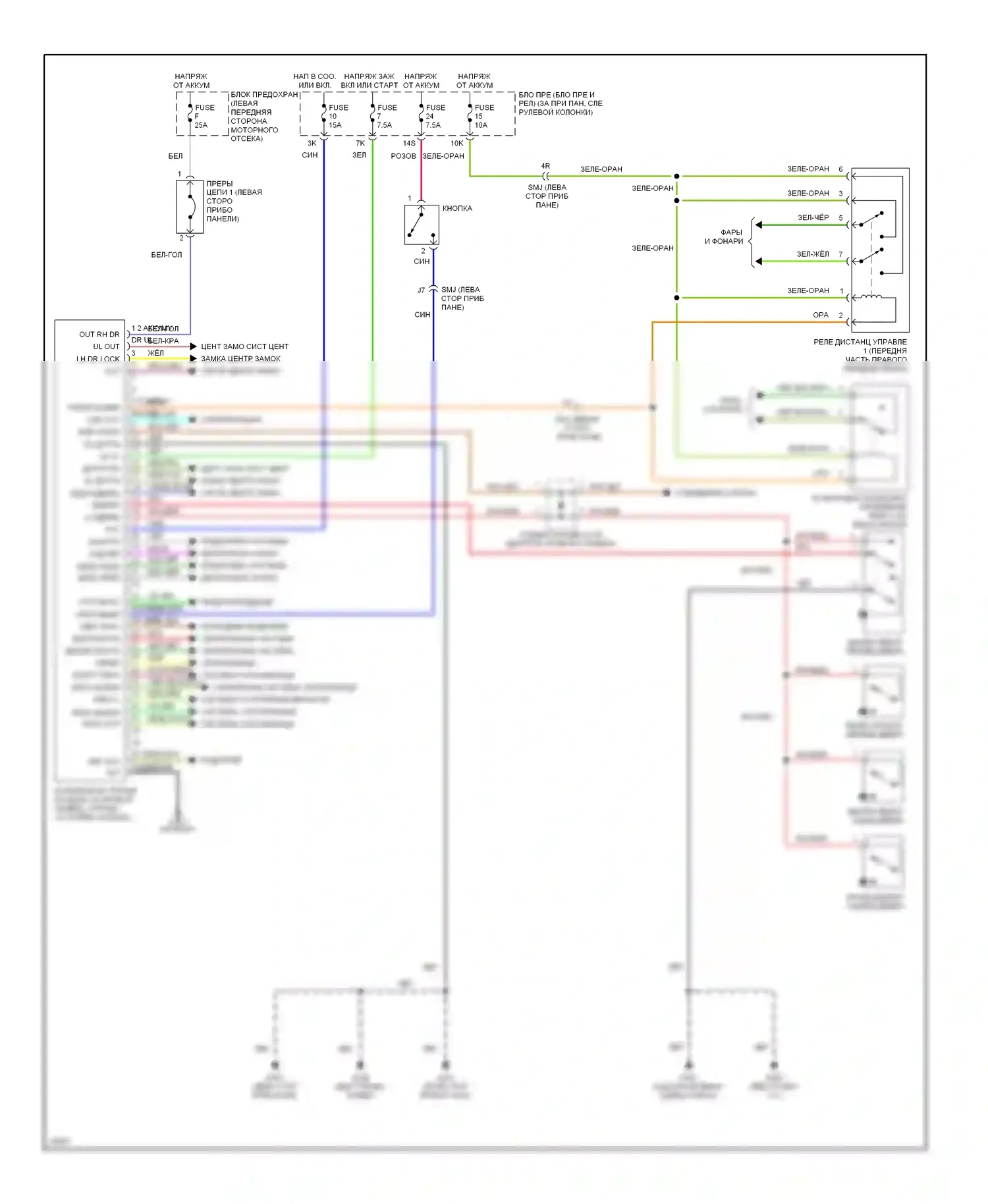 Sentra Nissan B14 (1994-1999): Электросхема интеллектуального блока управления входом 