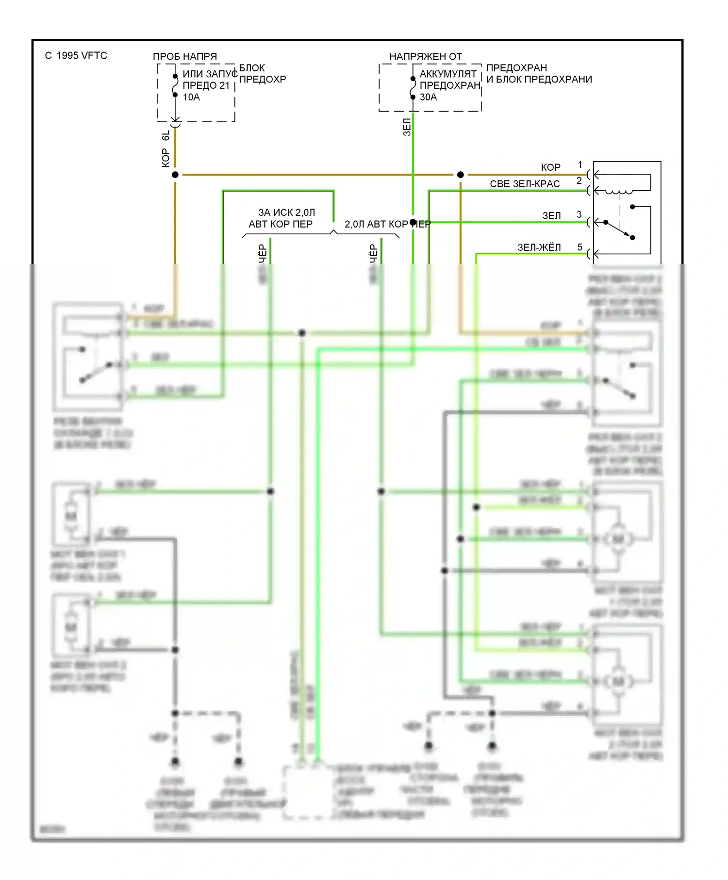 Sentra Nissan B14 (1994-1999): Электросхема вентилятора охлаждения 