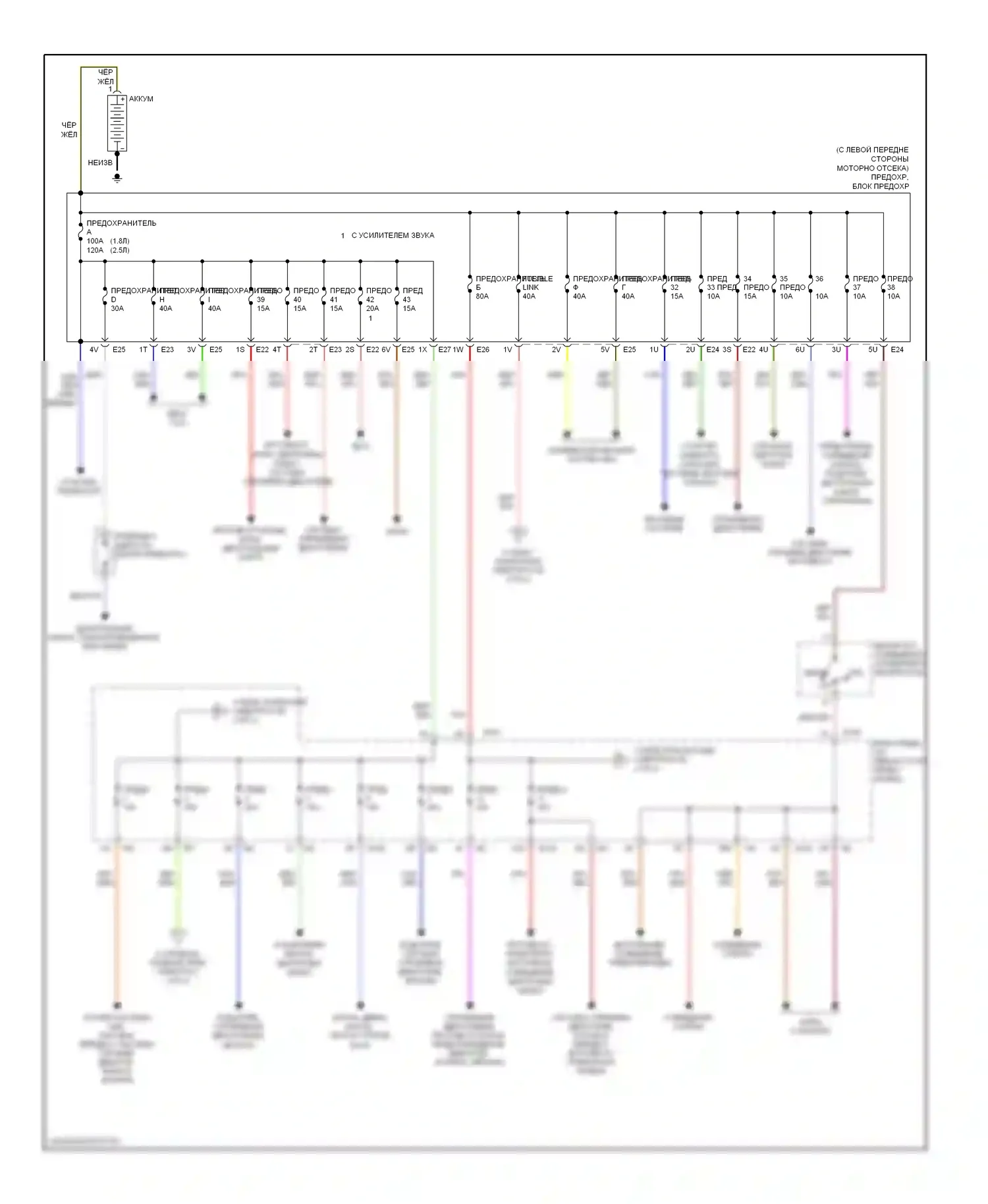 Sentra Nissan B15 (1998-2006): Электросхема блока предохранителей реле (1 из 2) 