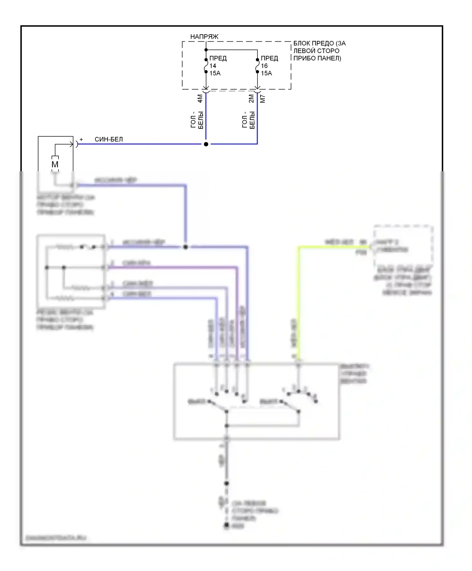 Sentra Nissan B15 (1998-2006): Электросхема нагревателя 